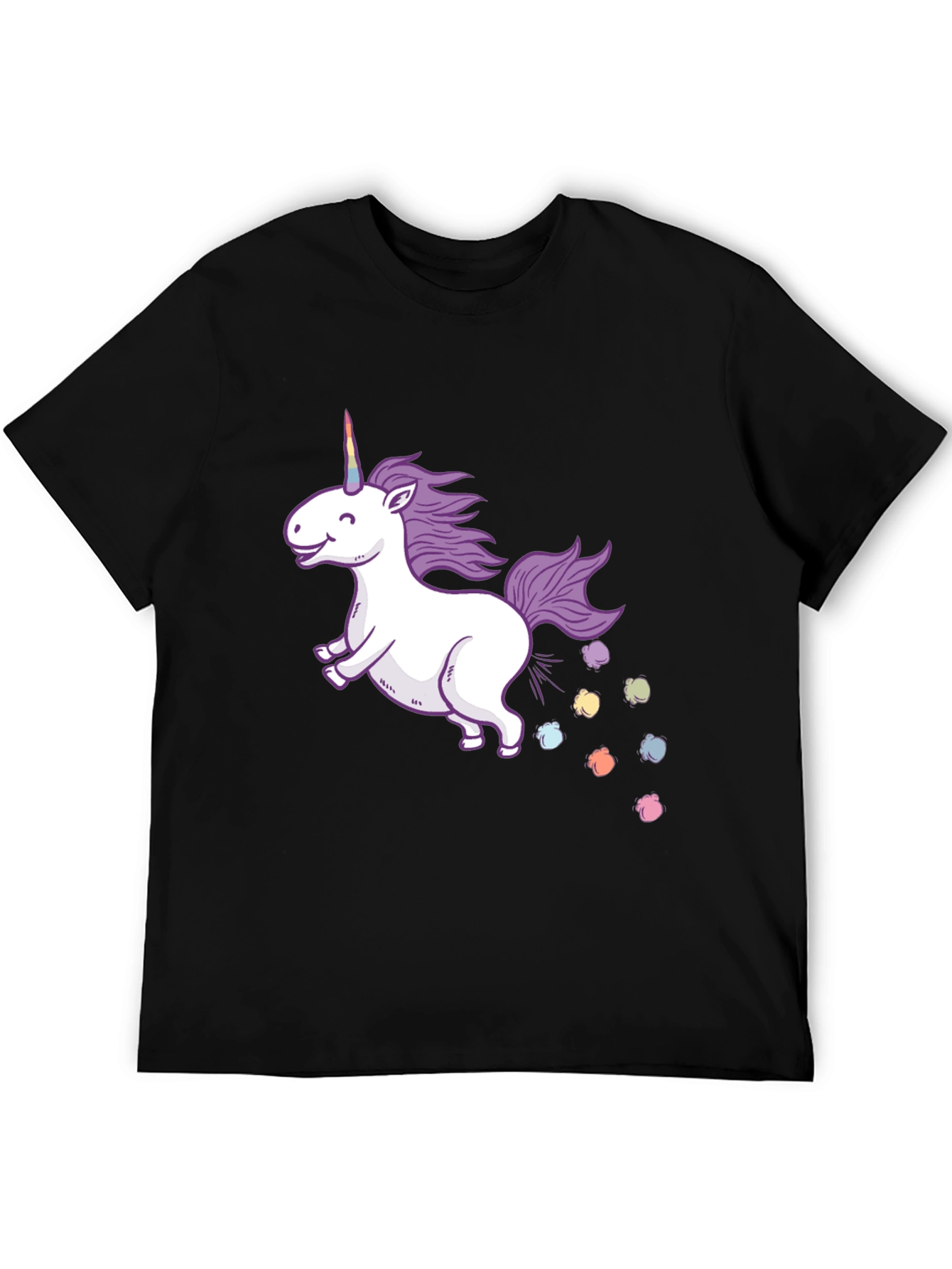 Unicorn Rainbow Poop Black T-Shirt
