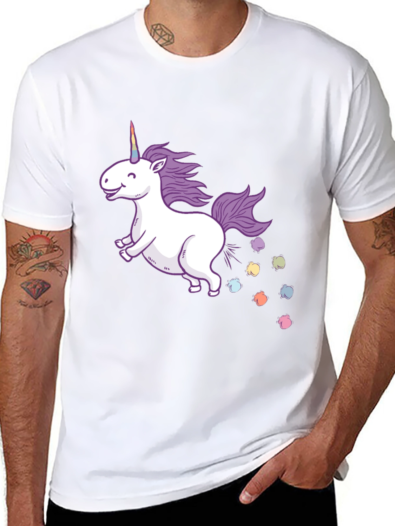 Unicorn Rainbow Poop Black T-Shirt