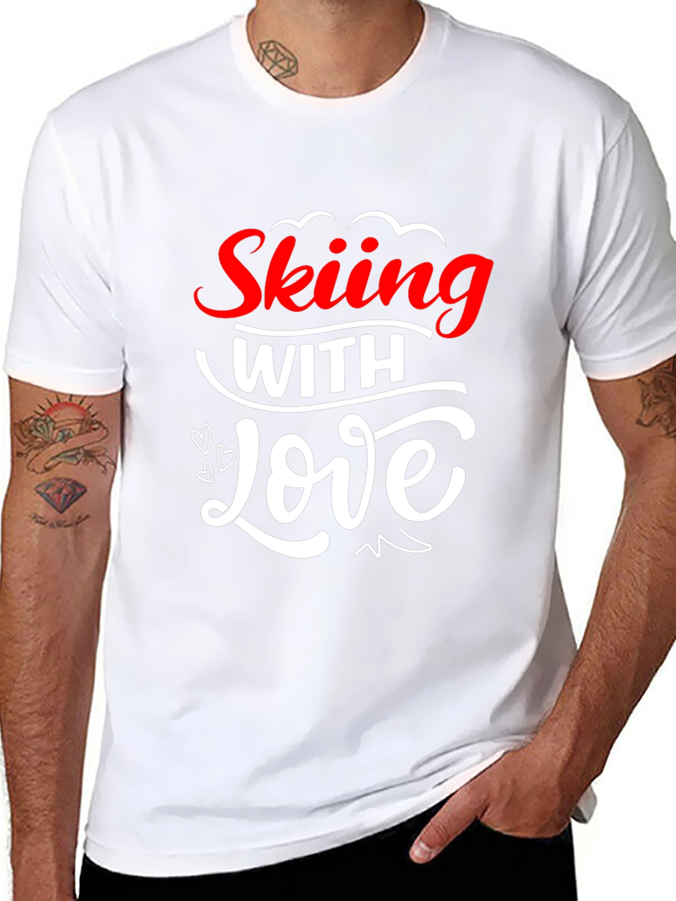 Skiing With Love Graphic T-Shirt - Black