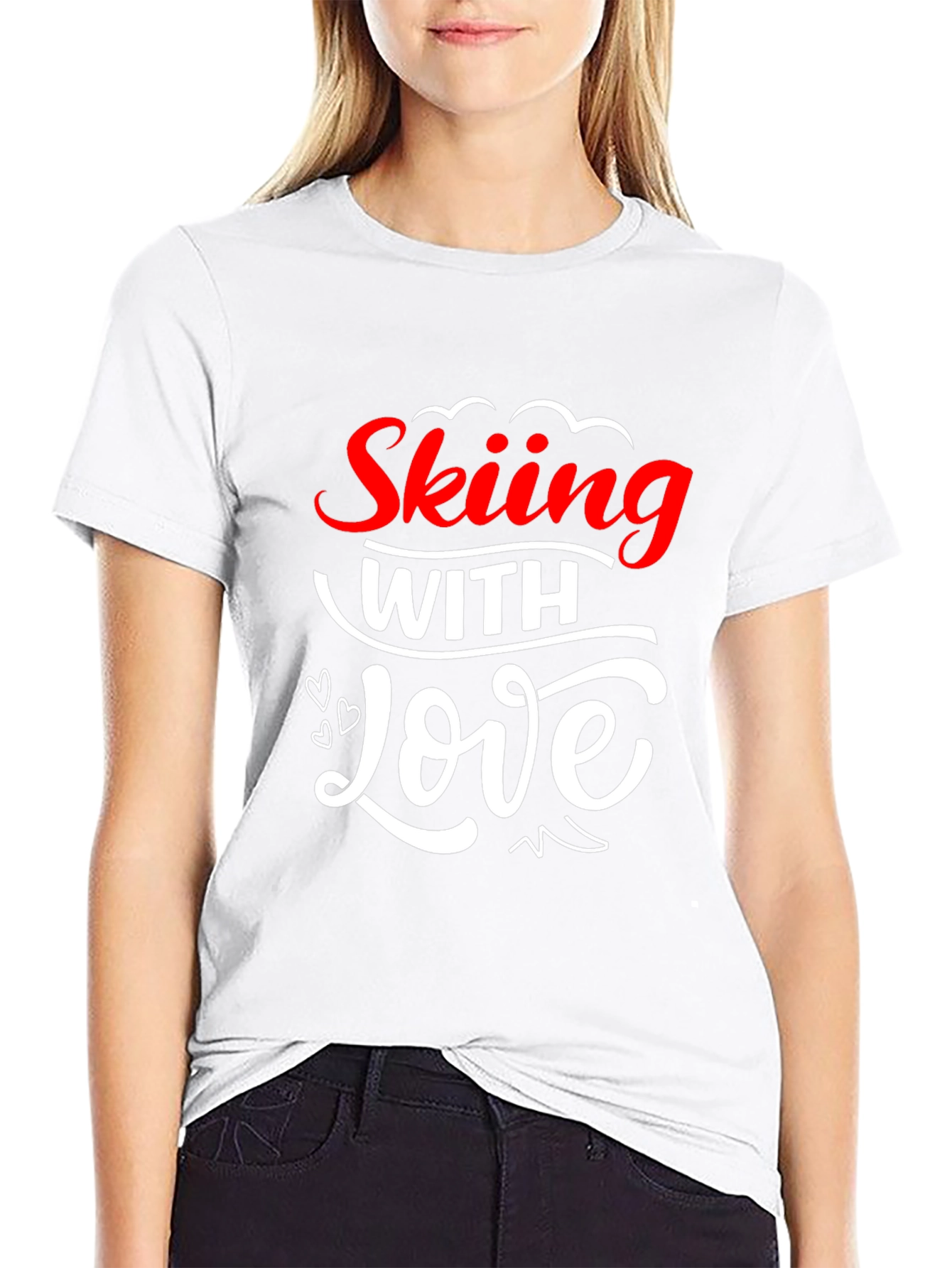 Skiing With Love Graphic T-Shirt - Black