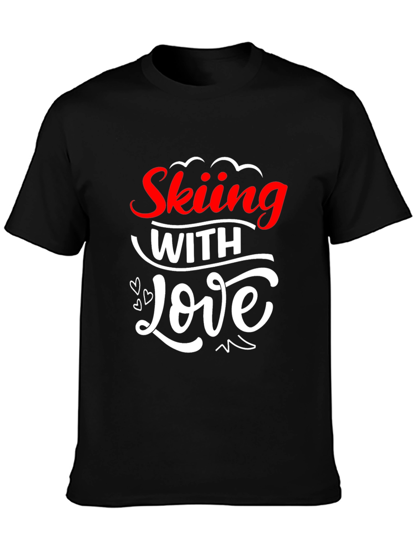 Skiing With Love Graphic T-Shirt - Black