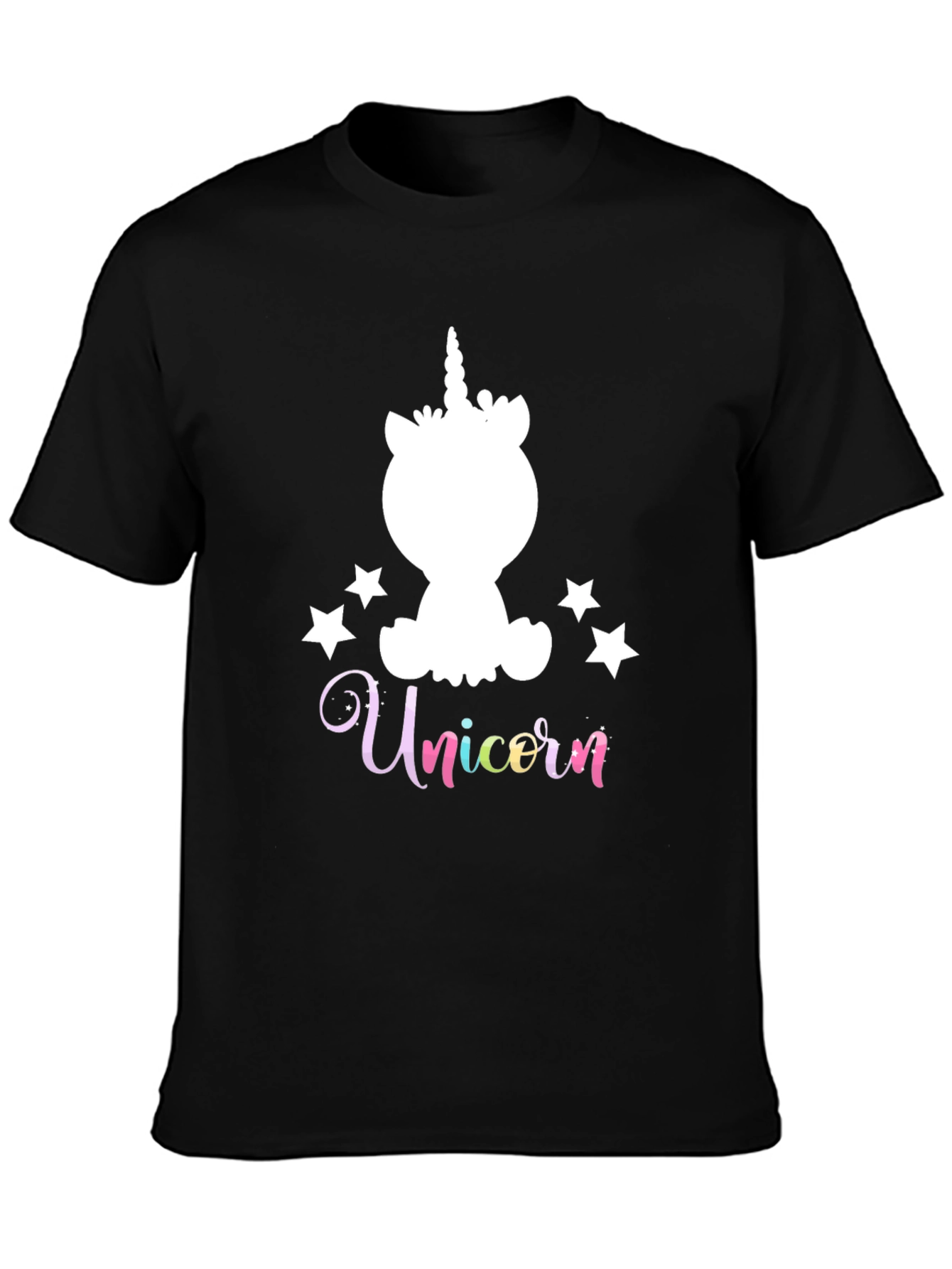 Unicorn Stars Graphic Black T-Shirt