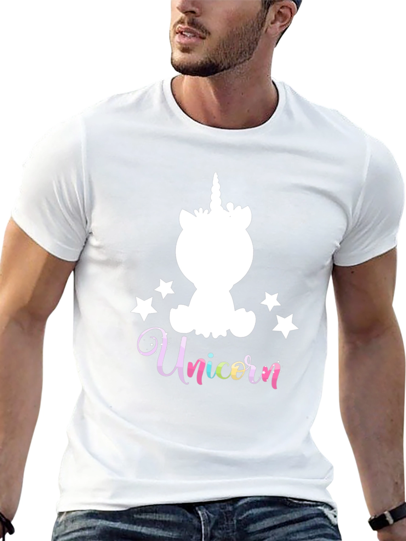 Unicorn Stars Graphic Black T-Shirt