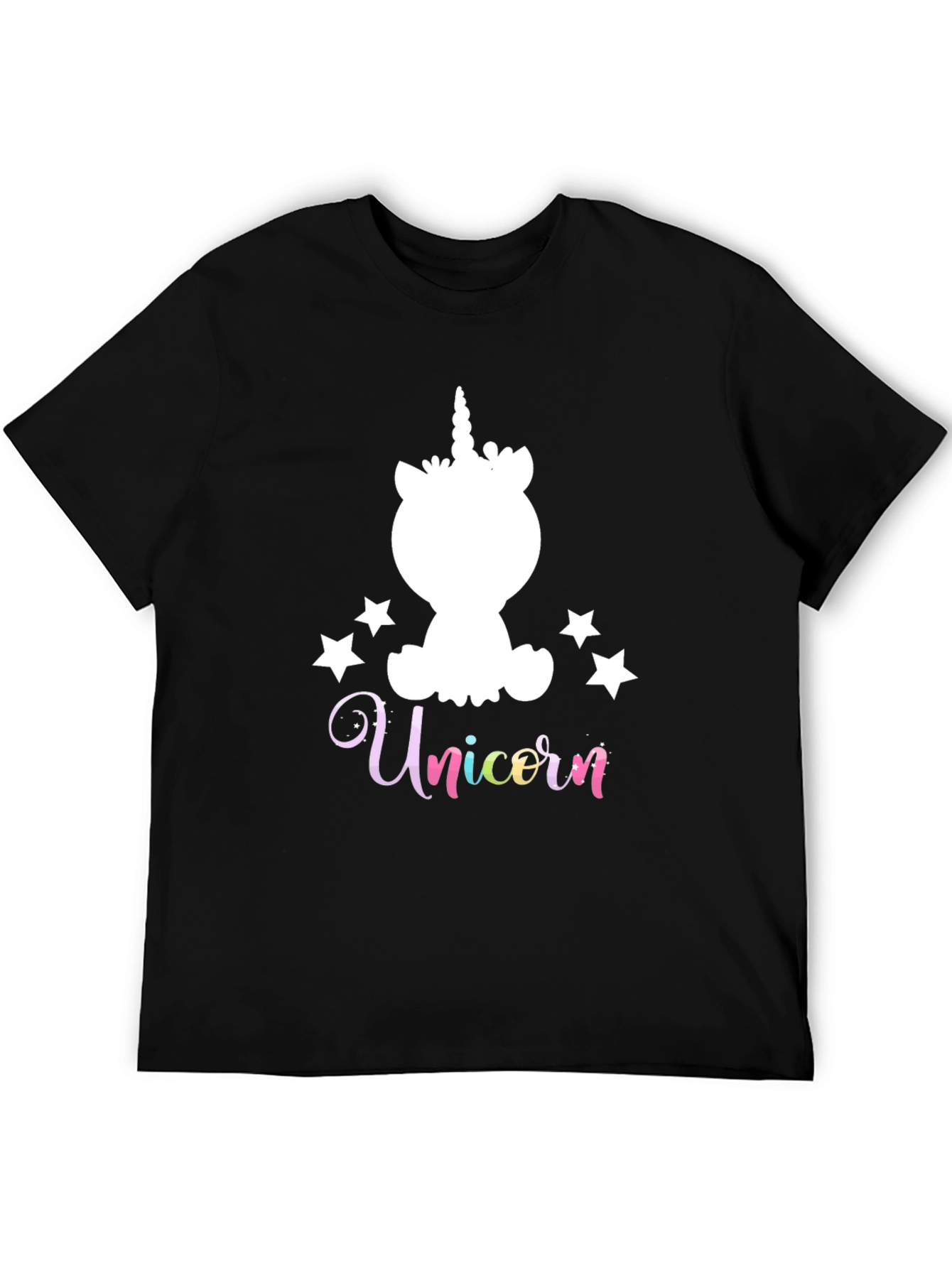 Unicorn Stars Graphic Black T-Shirt