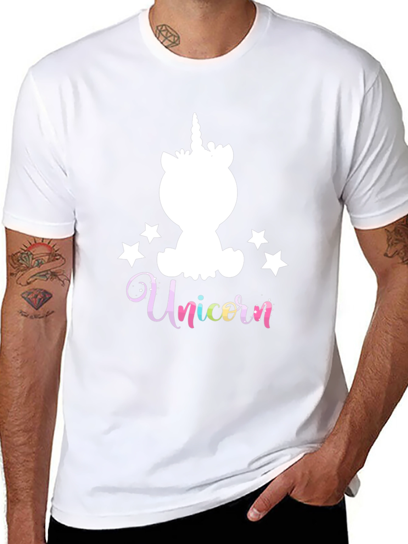 Unicorn Stars Graphic Black T-Shirt
