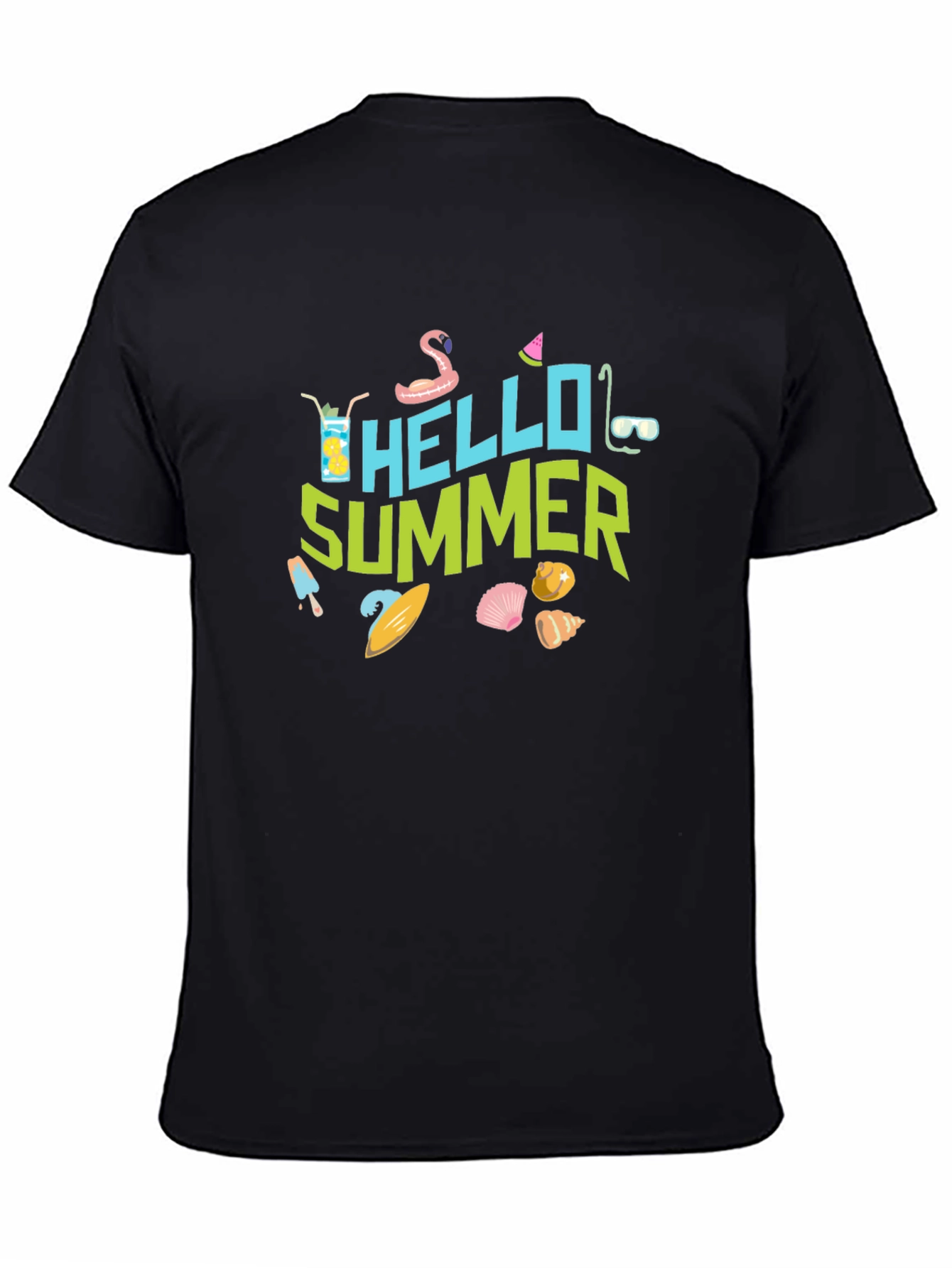 Hello Summer Graphic Black T-Shirt