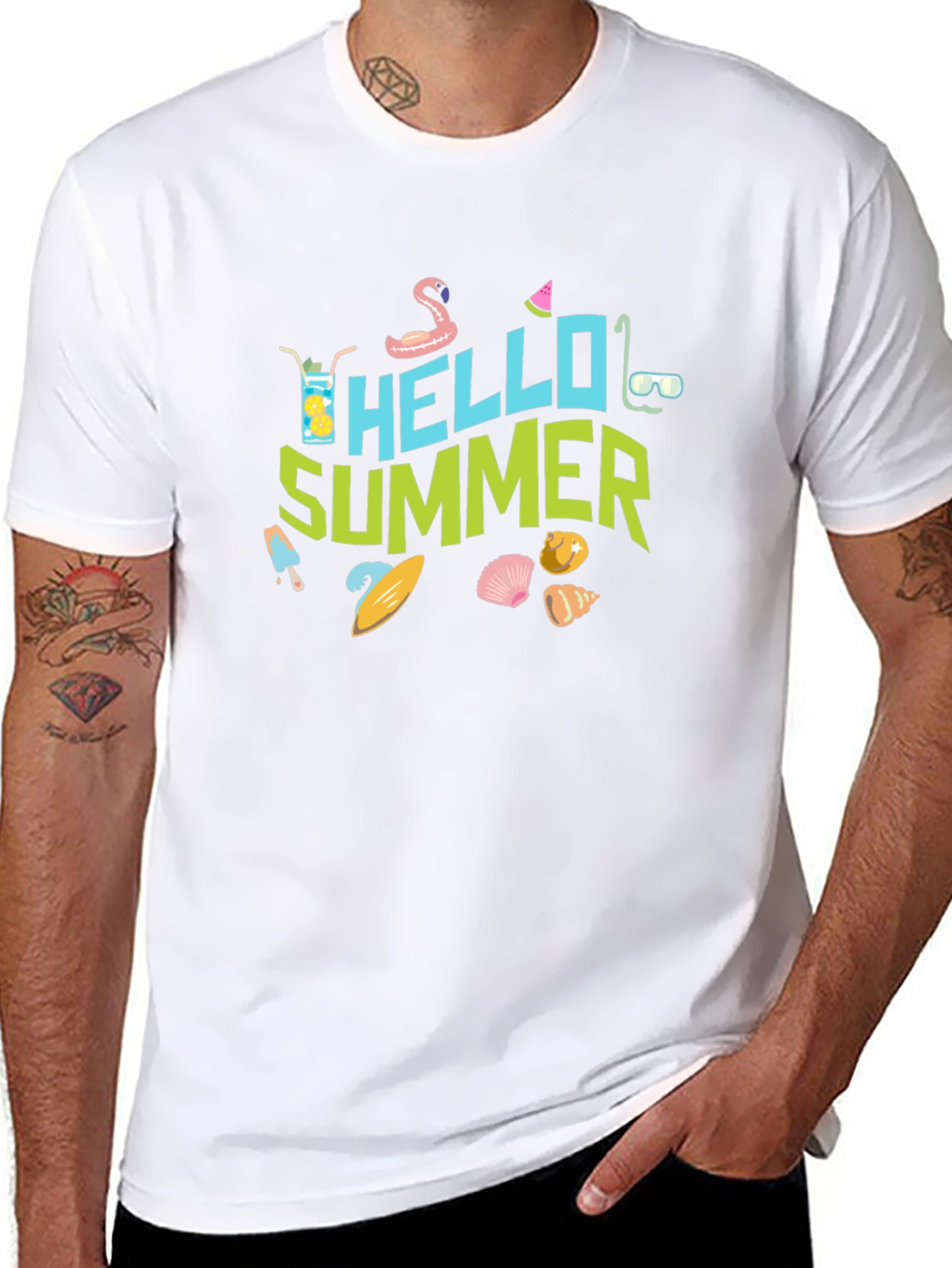 Hello Summer Graphic Black T-Shirt
