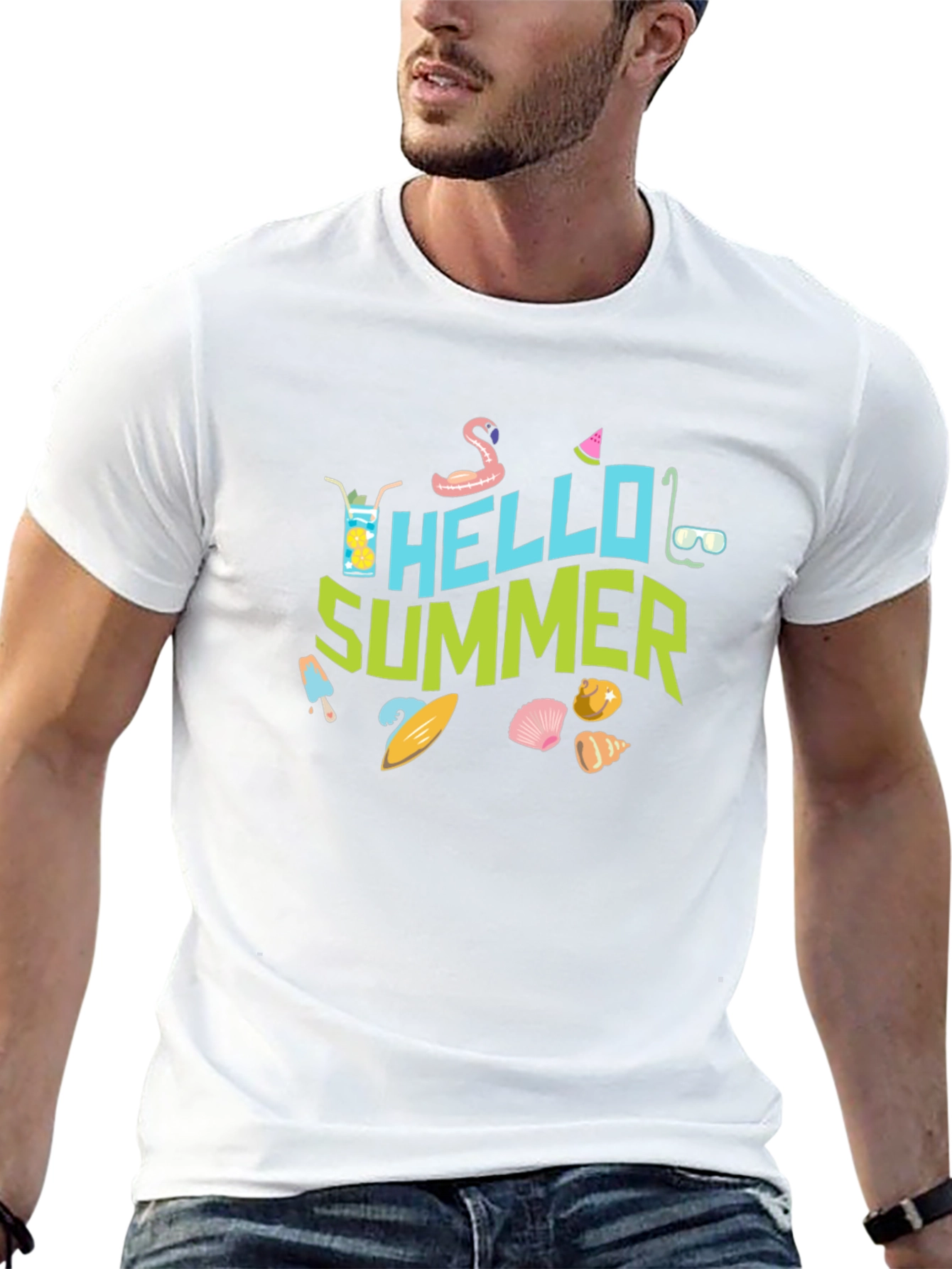 Hello Summer Graphic Black T-Shirt
