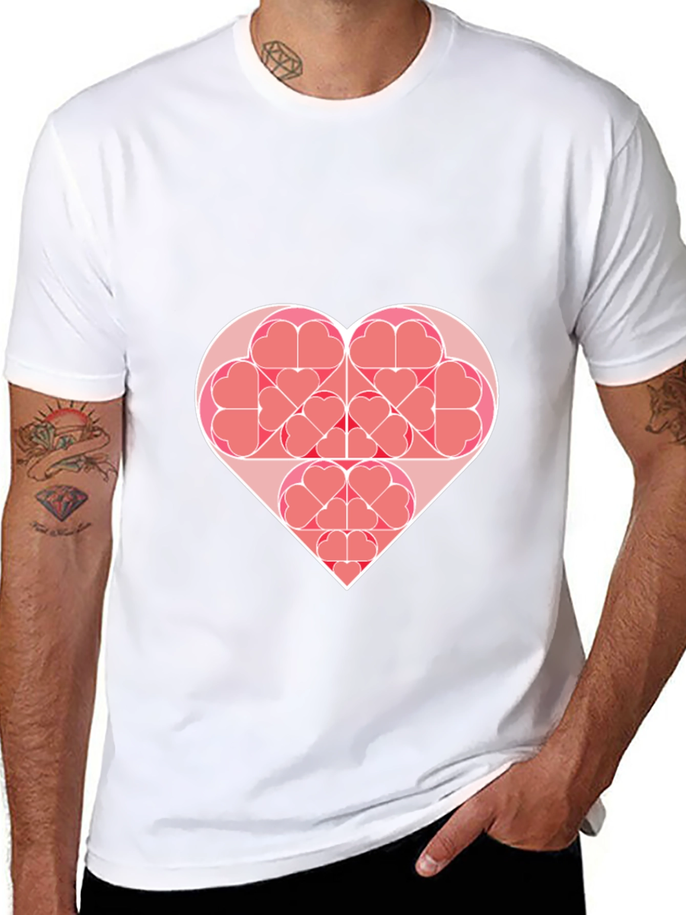 Heart Fractal Graphic Tee - Modern Geometric Design