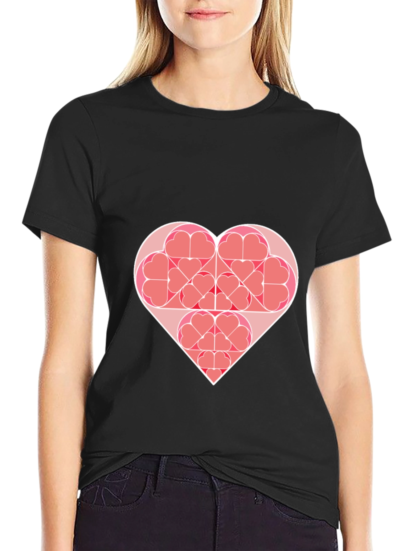 Heart Fractal Graphic Tee - Modern Geometric Design
