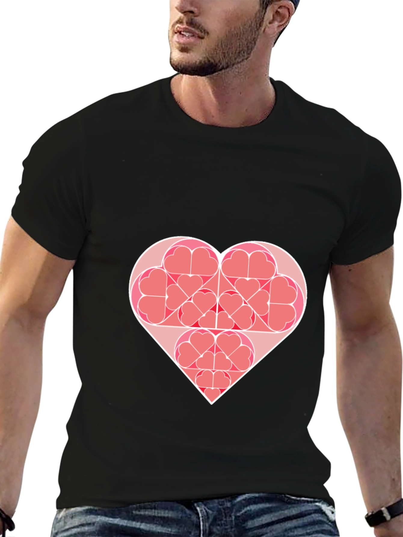 Heart Fractal Graphic Tee - Modern Geometric Design