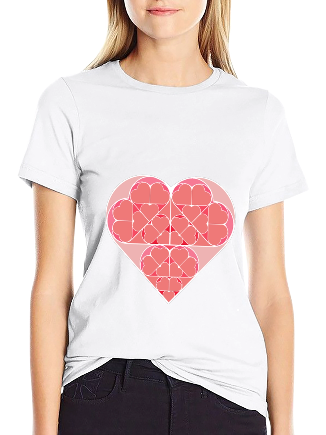 Heart Fractal Graphic Tee - Modern Geometric Design