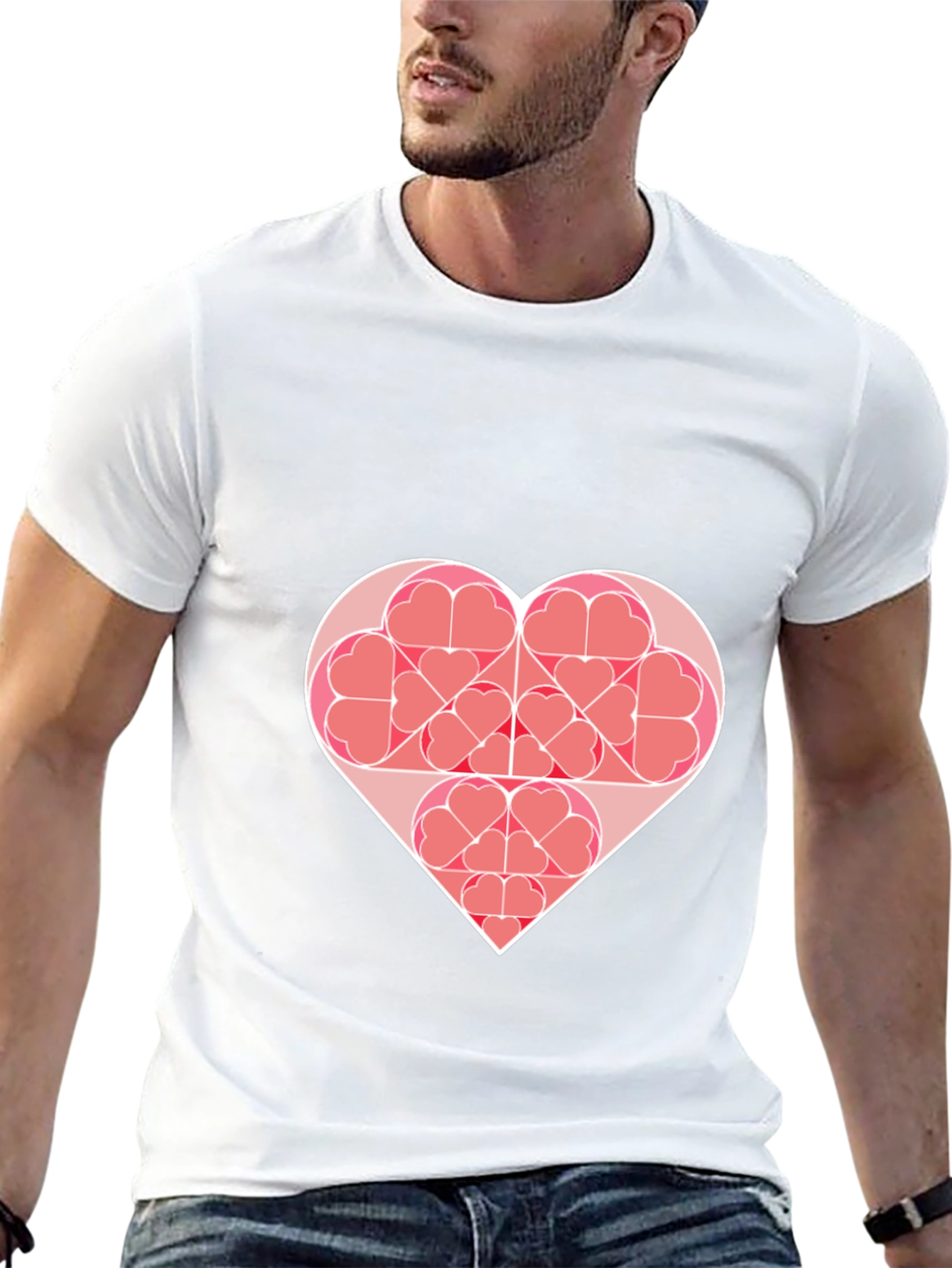 Heart Fractal Graphic Tee - Modern Geometric Design