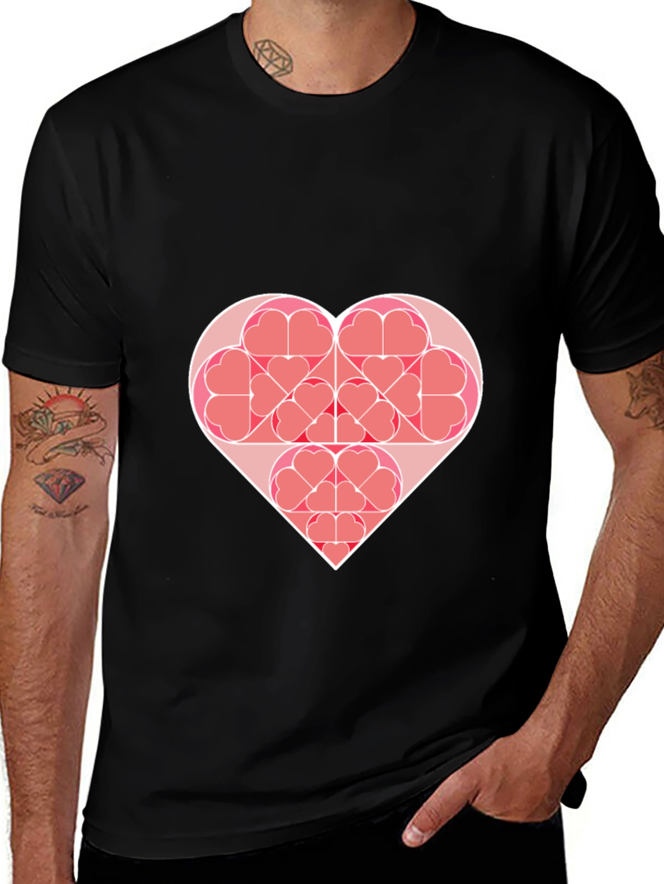 Heart Fractal Graphic Tee - Modern Geometric Design