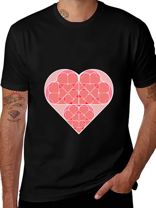 Heart Fractal Graphic Tee - Modern Geometric Design