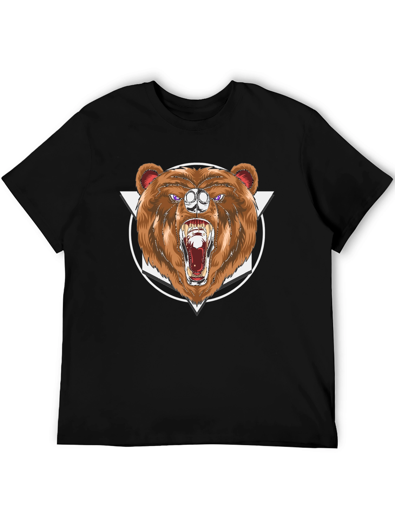 Bear Graphic Print Black T-Shirt