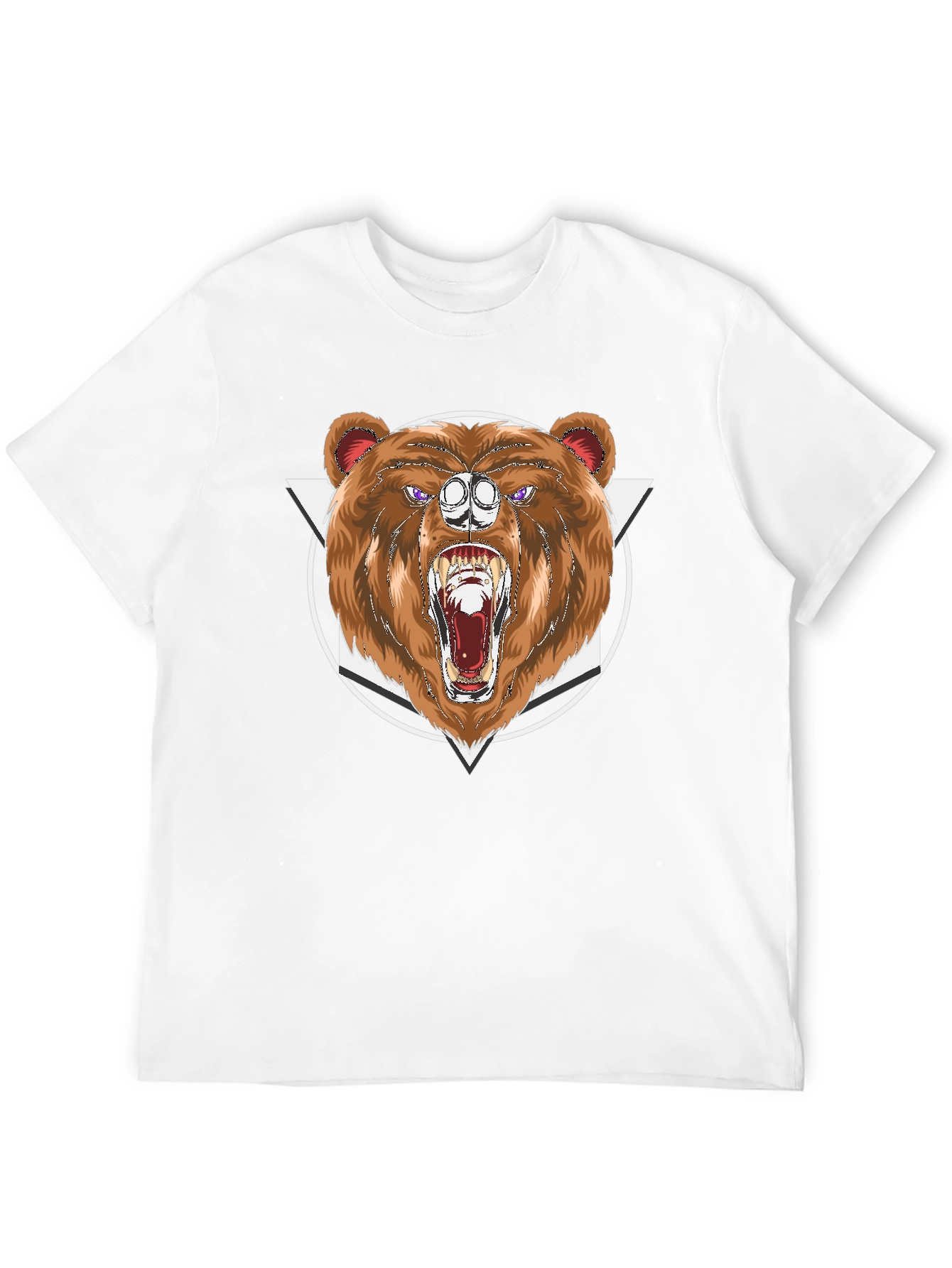 Bear Graphic Print Black T-Shirt