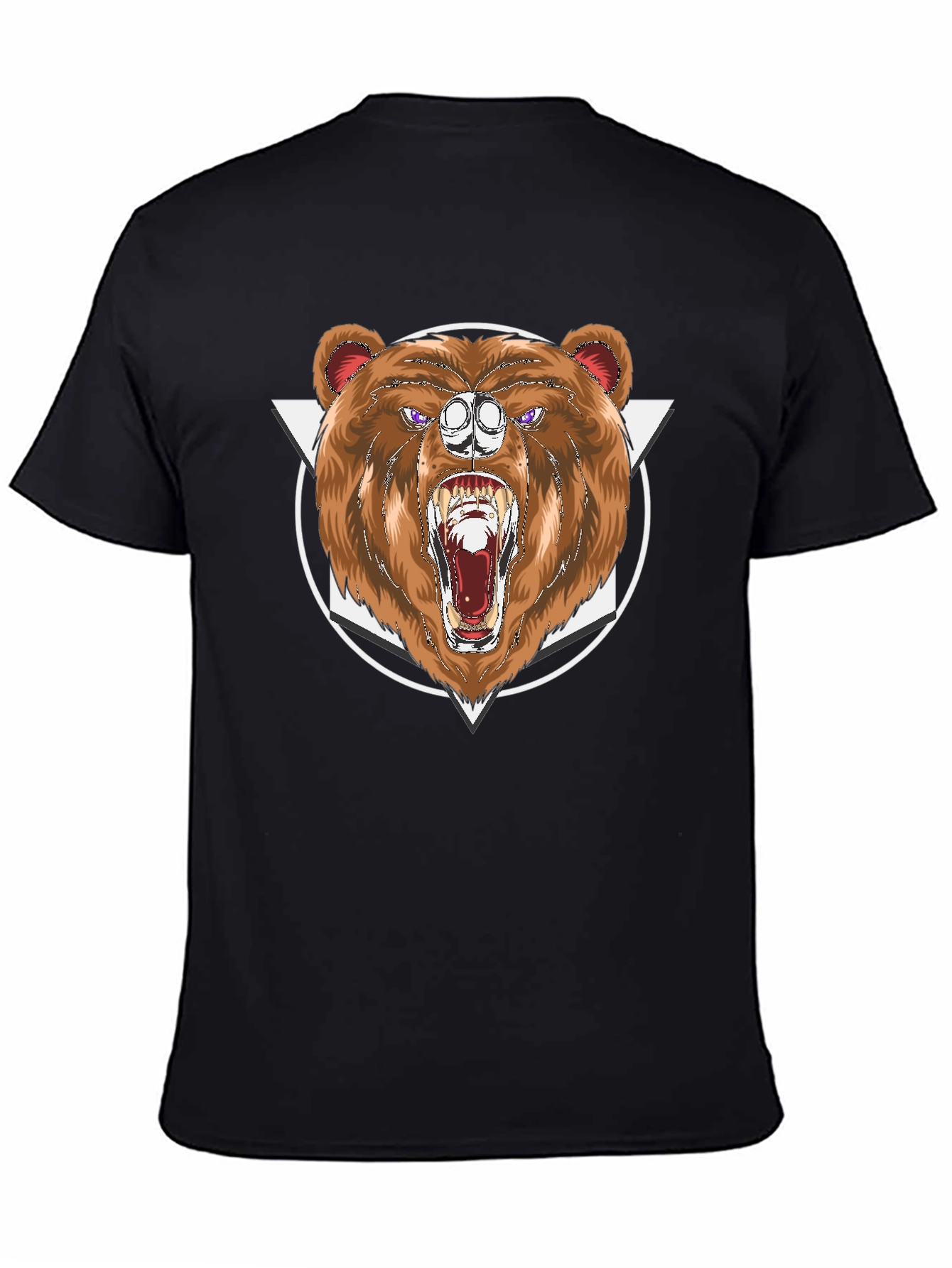 Bear Graphic Print Black T-Shirt