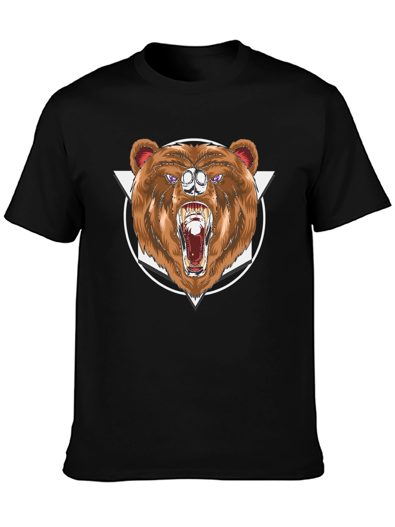 Bear Graphic Print Black T-Shirt
