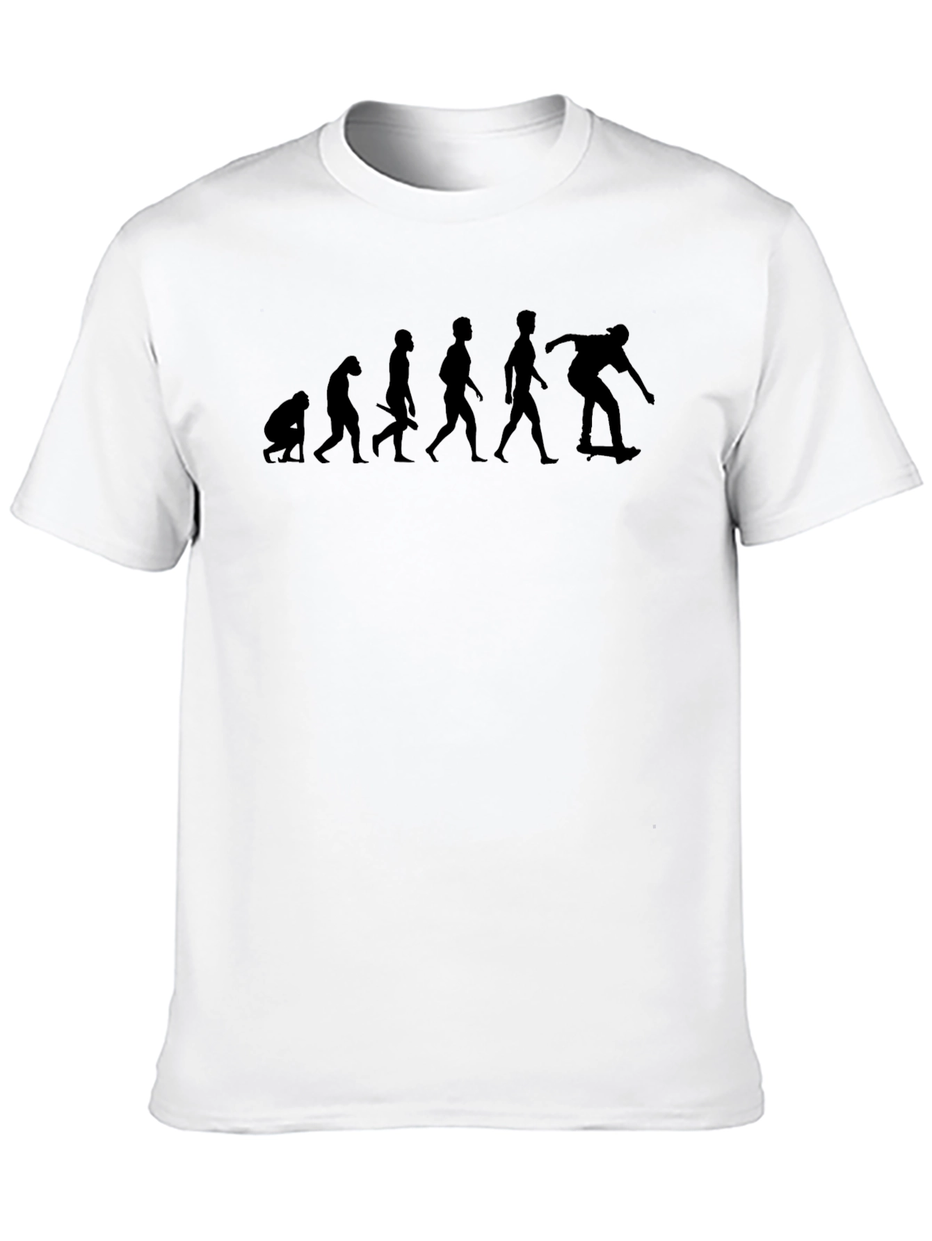 Skateboard Evolution Graphic Tee - Black Cotton Casual T-Shirt
