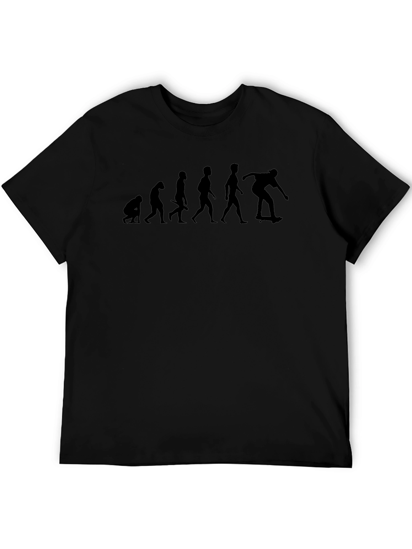 Skateboard Evolution Graphic Tee - Black Cotton Casual T-Shirt