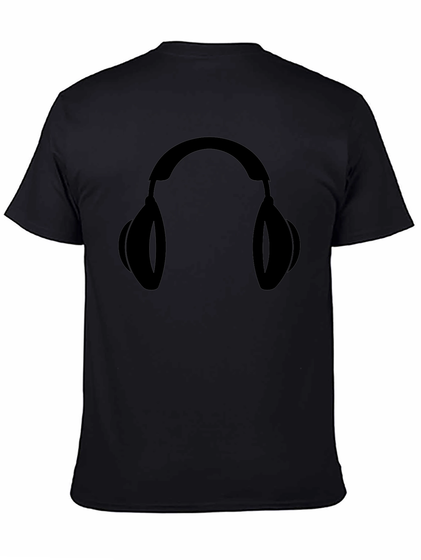 Black Graphic Tee: Headphones Design