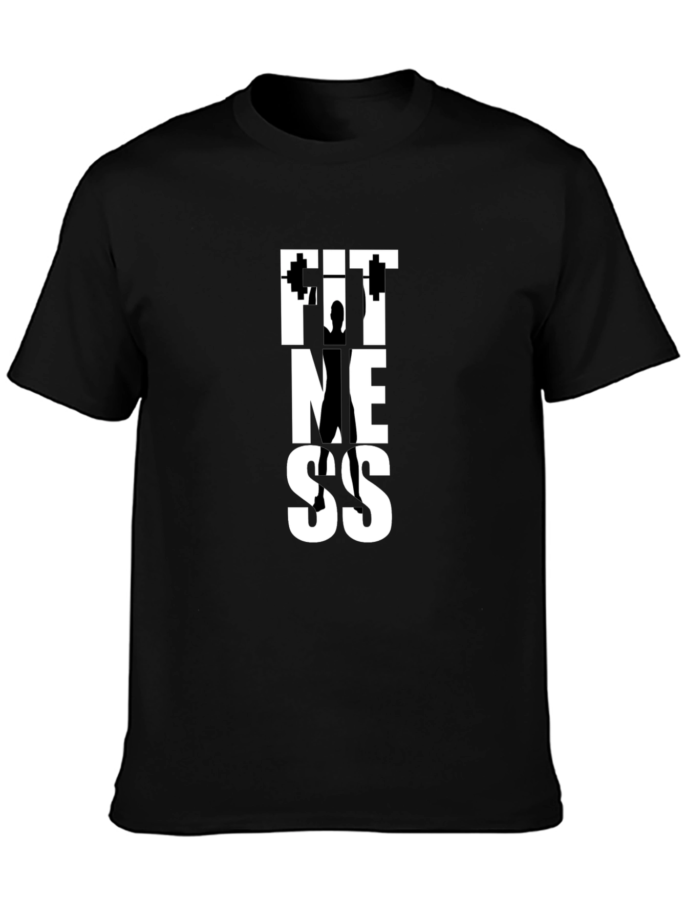 Fitness Graphic Tee - Black Cotton Gym Shirt