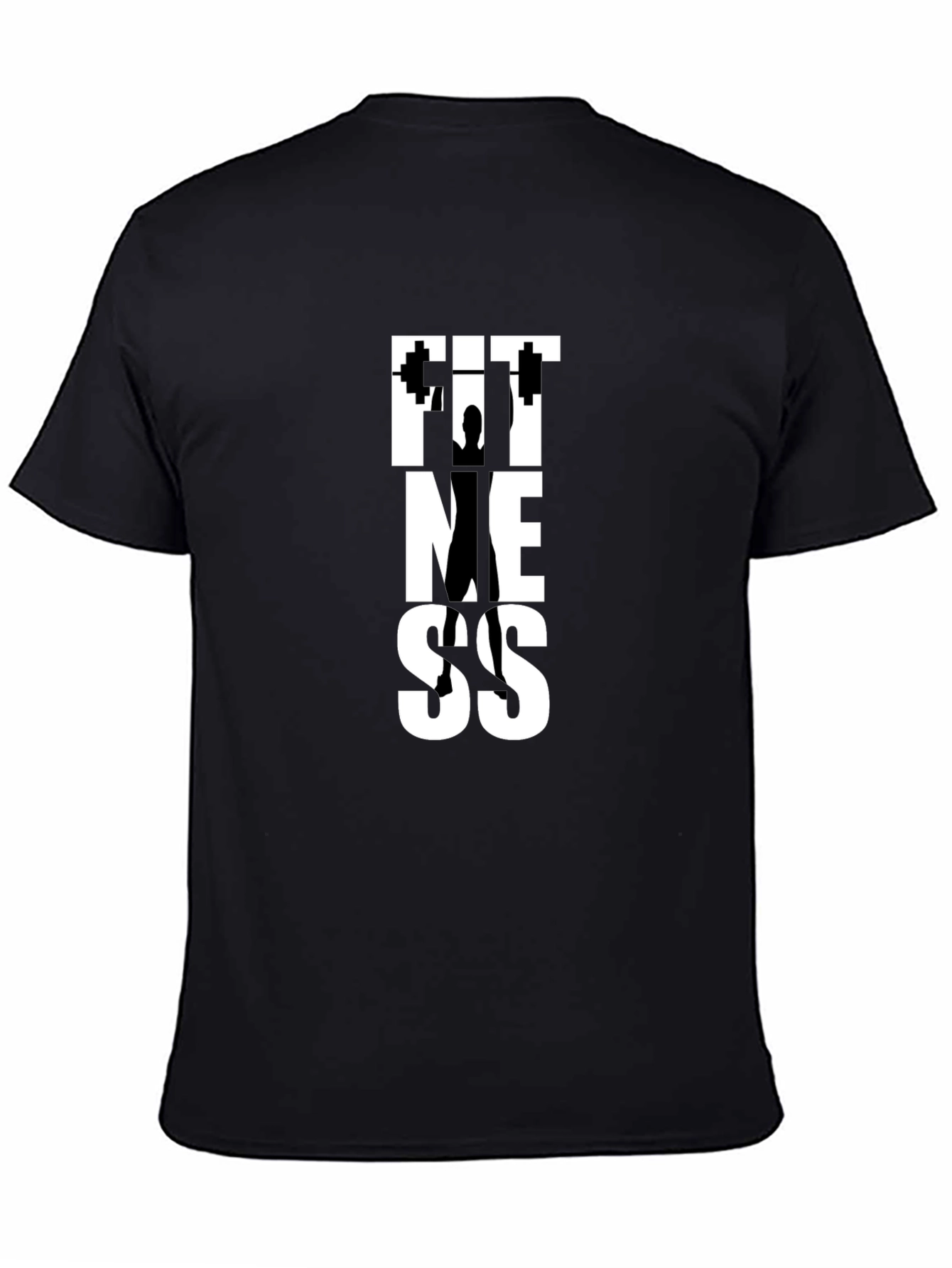 Fitness Graphic Tee - Black Cotton Gym Shirt