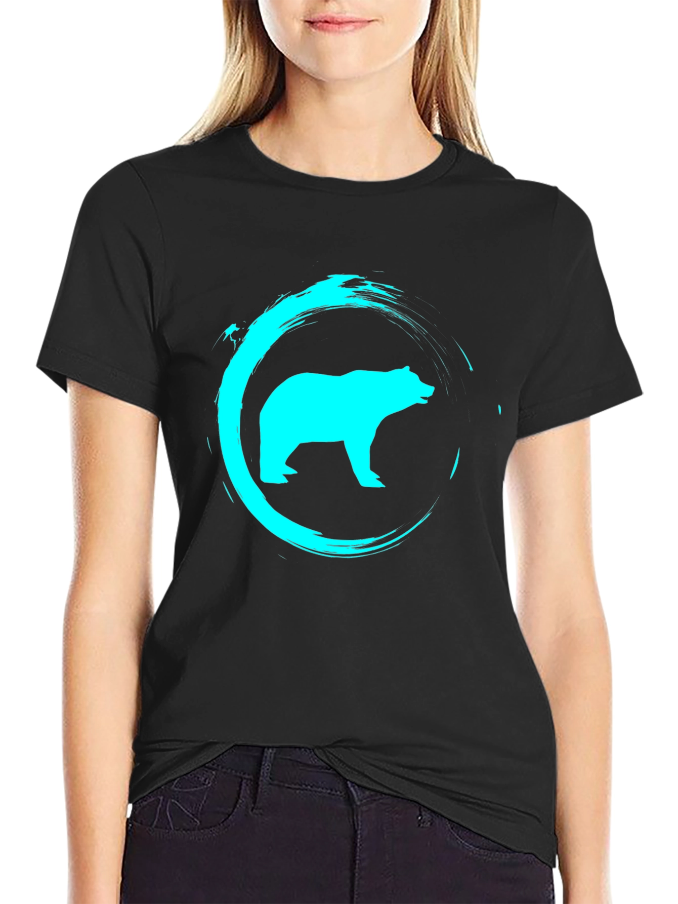 Cool Bear Graphic Print Black T-Shirt