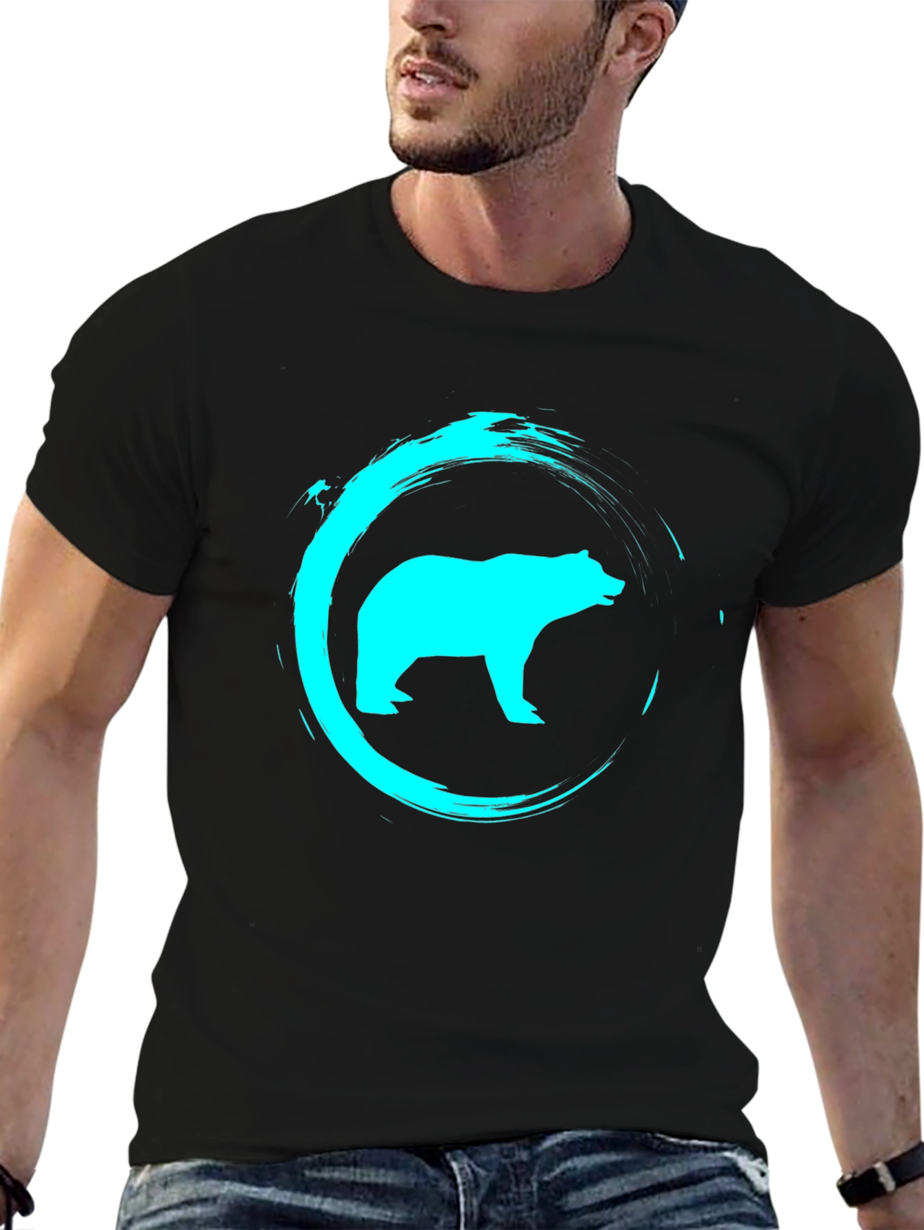 Cool Bear Graphic Print Black T-Shirt
