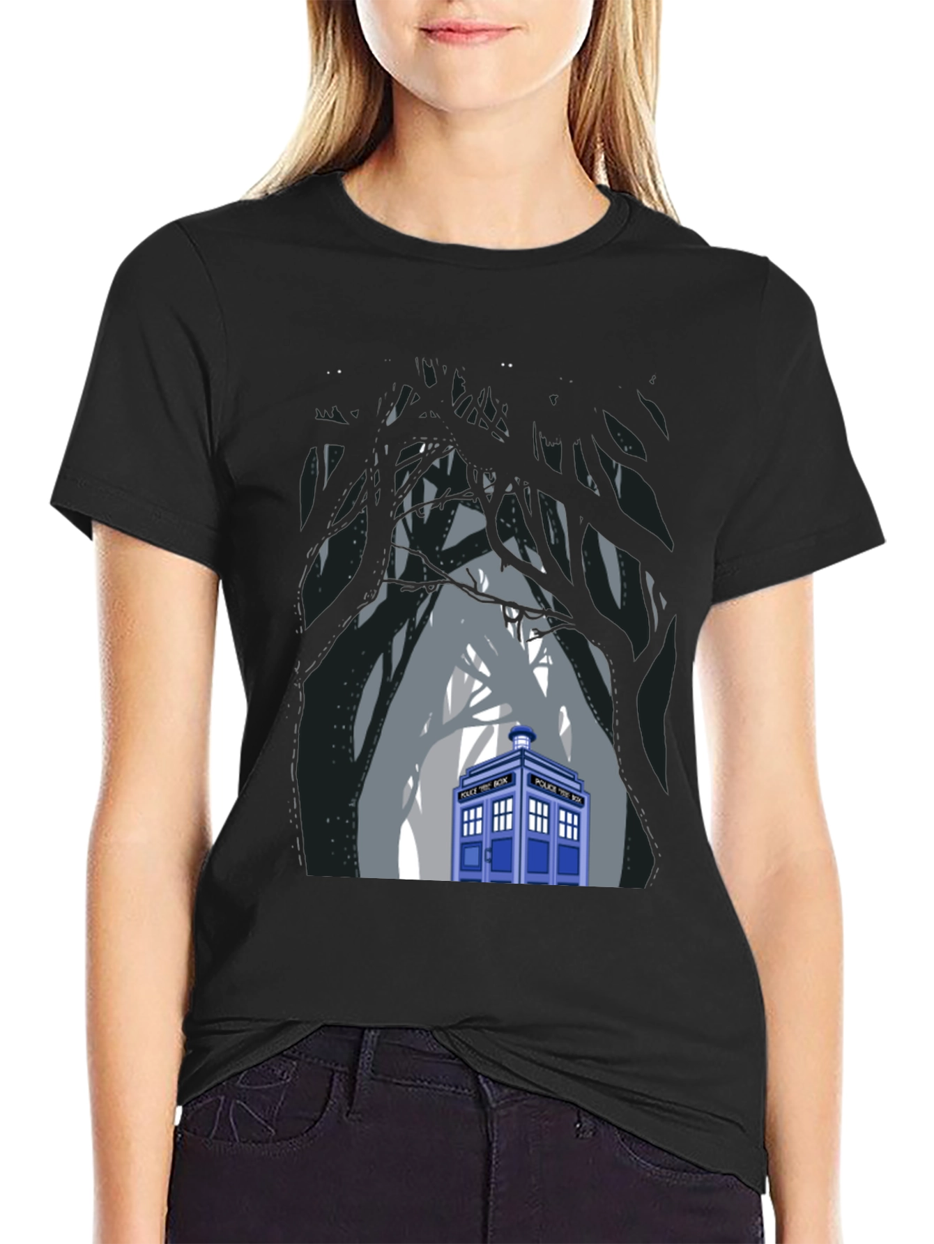 TARDIS Forest Black T-Shirt