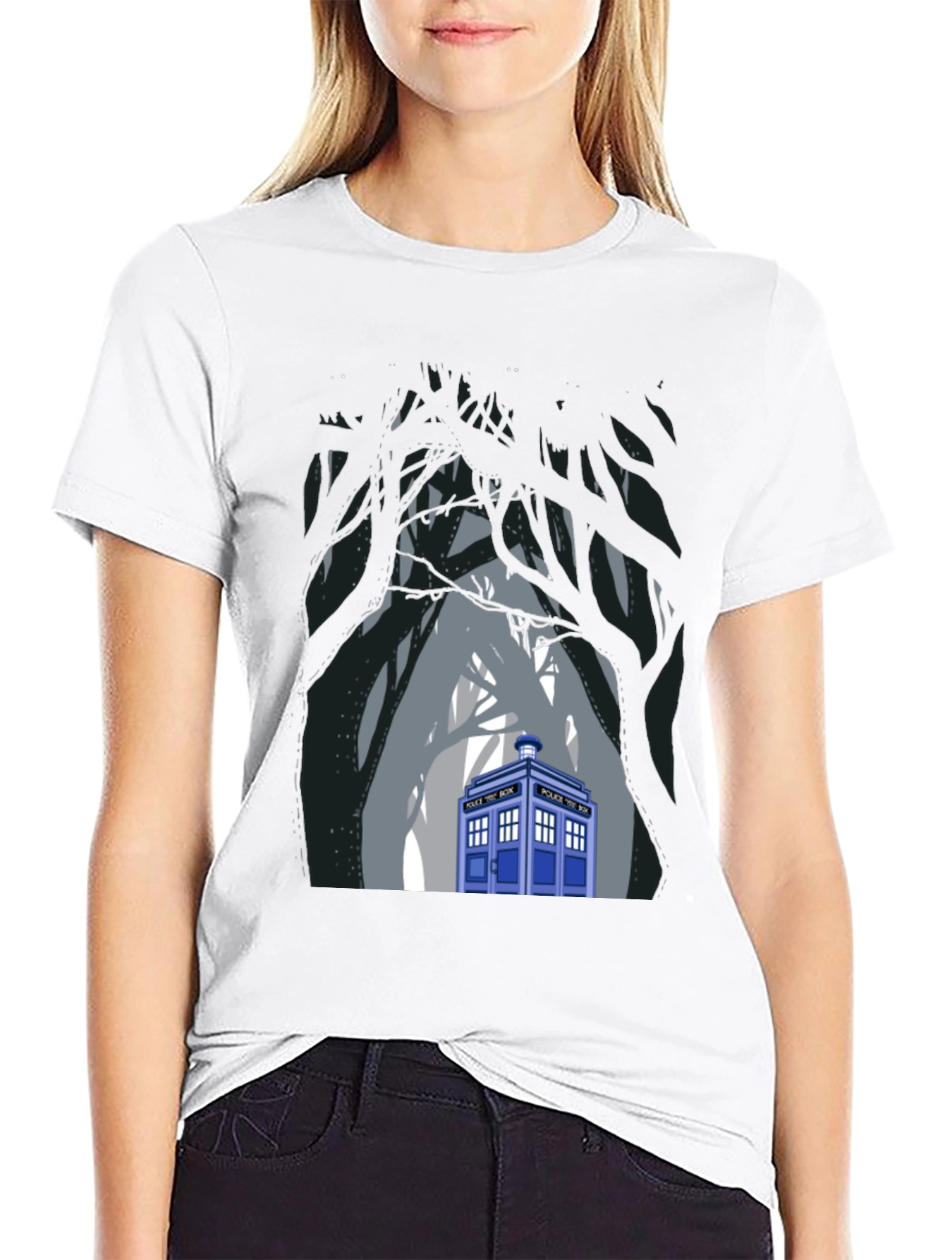 TARDIS Forest Black T-Shirt