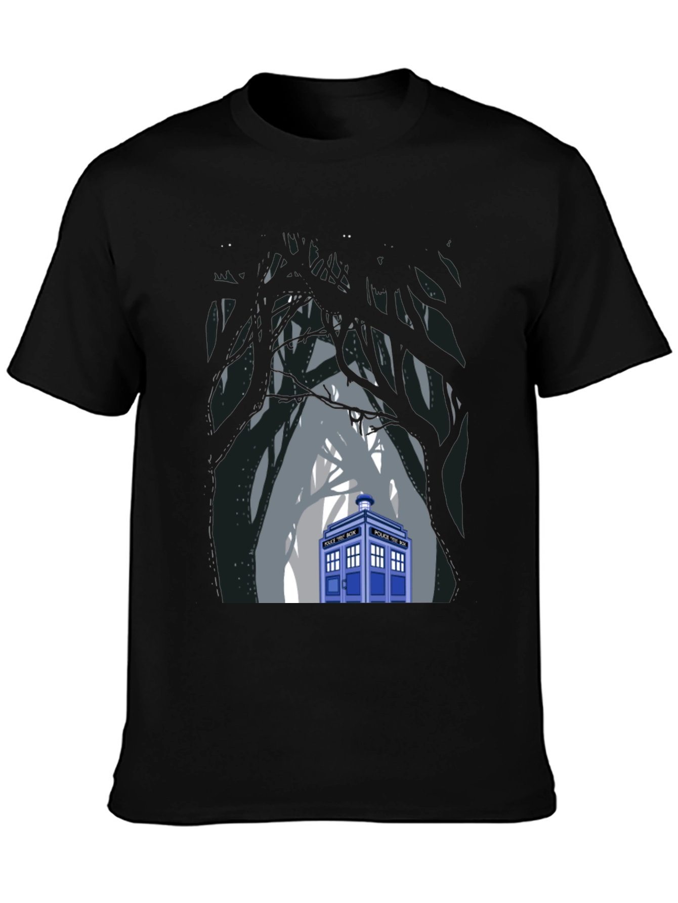 TARDIS Forest Black T-Shirt