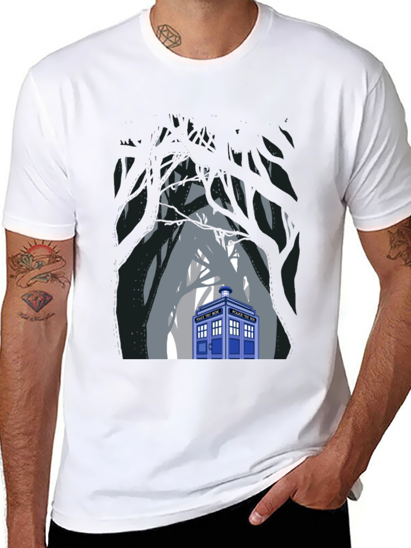 TARDIS Forest Black T-Shirt