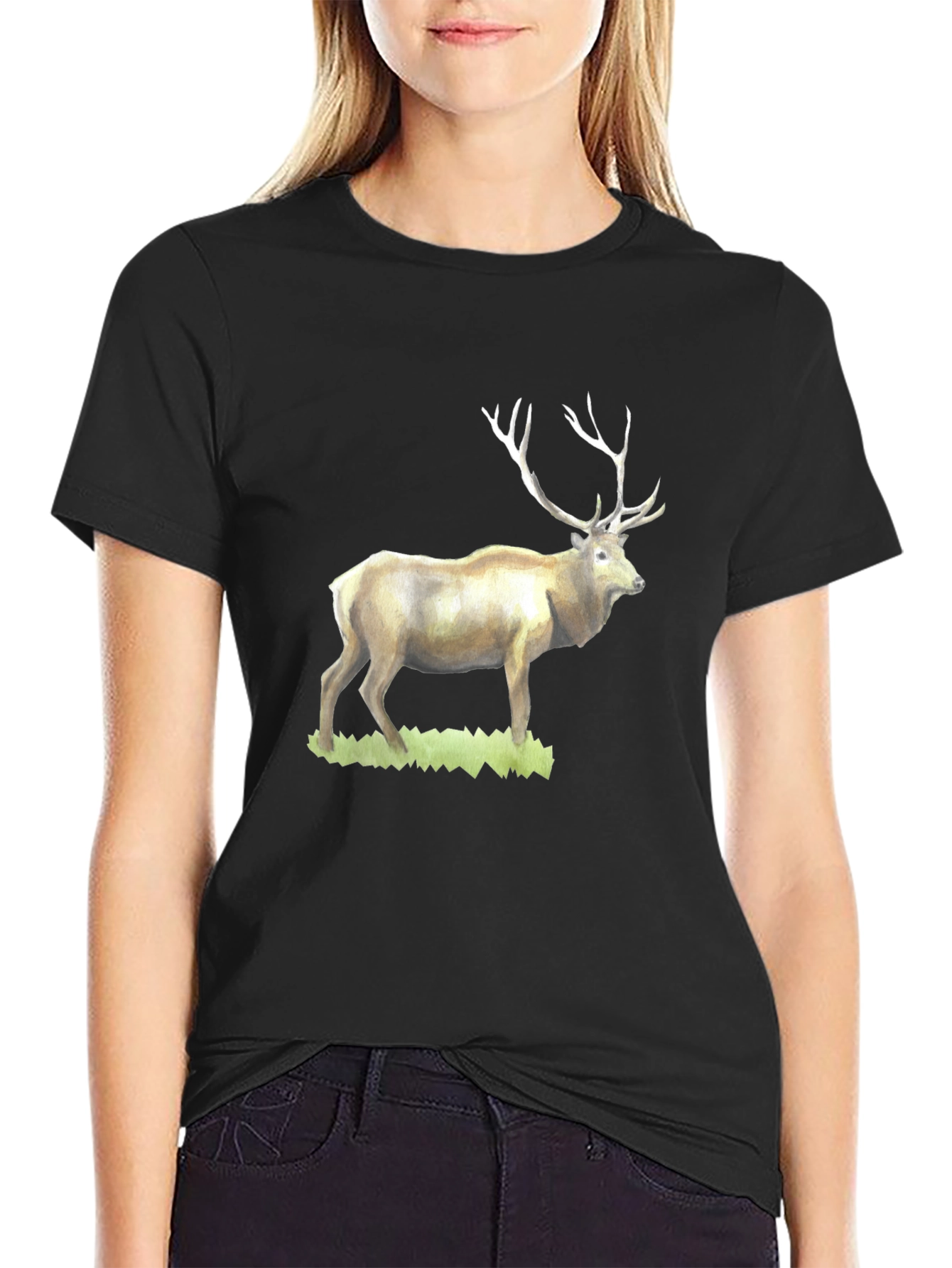 Elk Graphic Tee - Wildlife Inspired Black T-Shirt