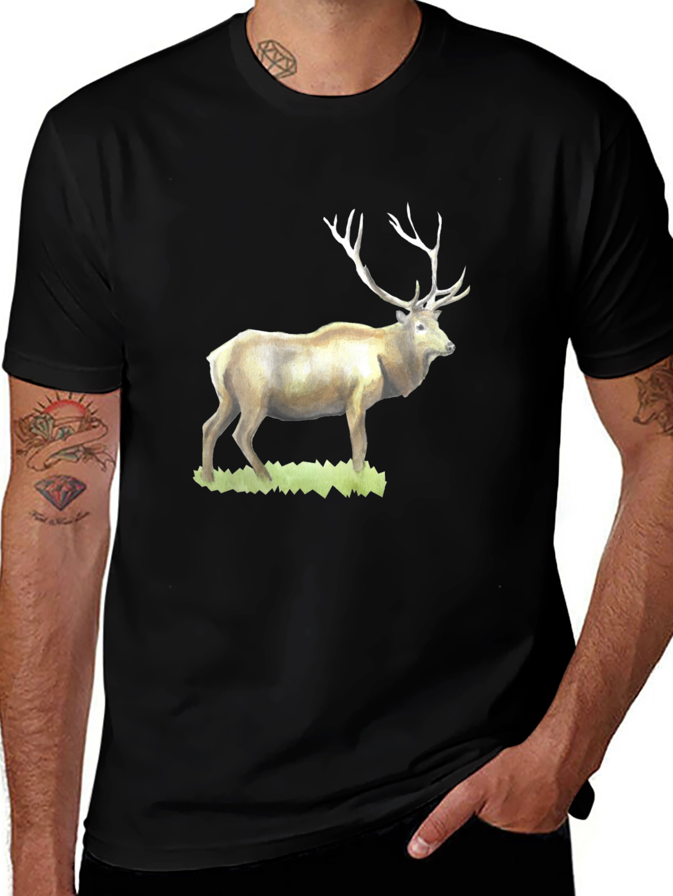 Elk Graphic Tee - Wildlife Inspired Black T-Shirt