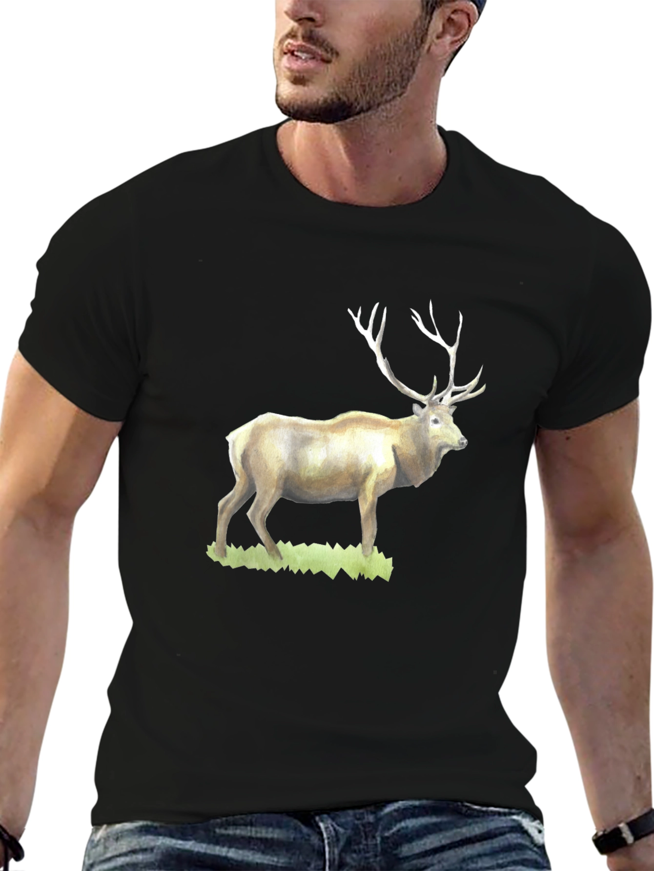 Elk Graphic Tee - Wildlife Inspired Black T-Shirt