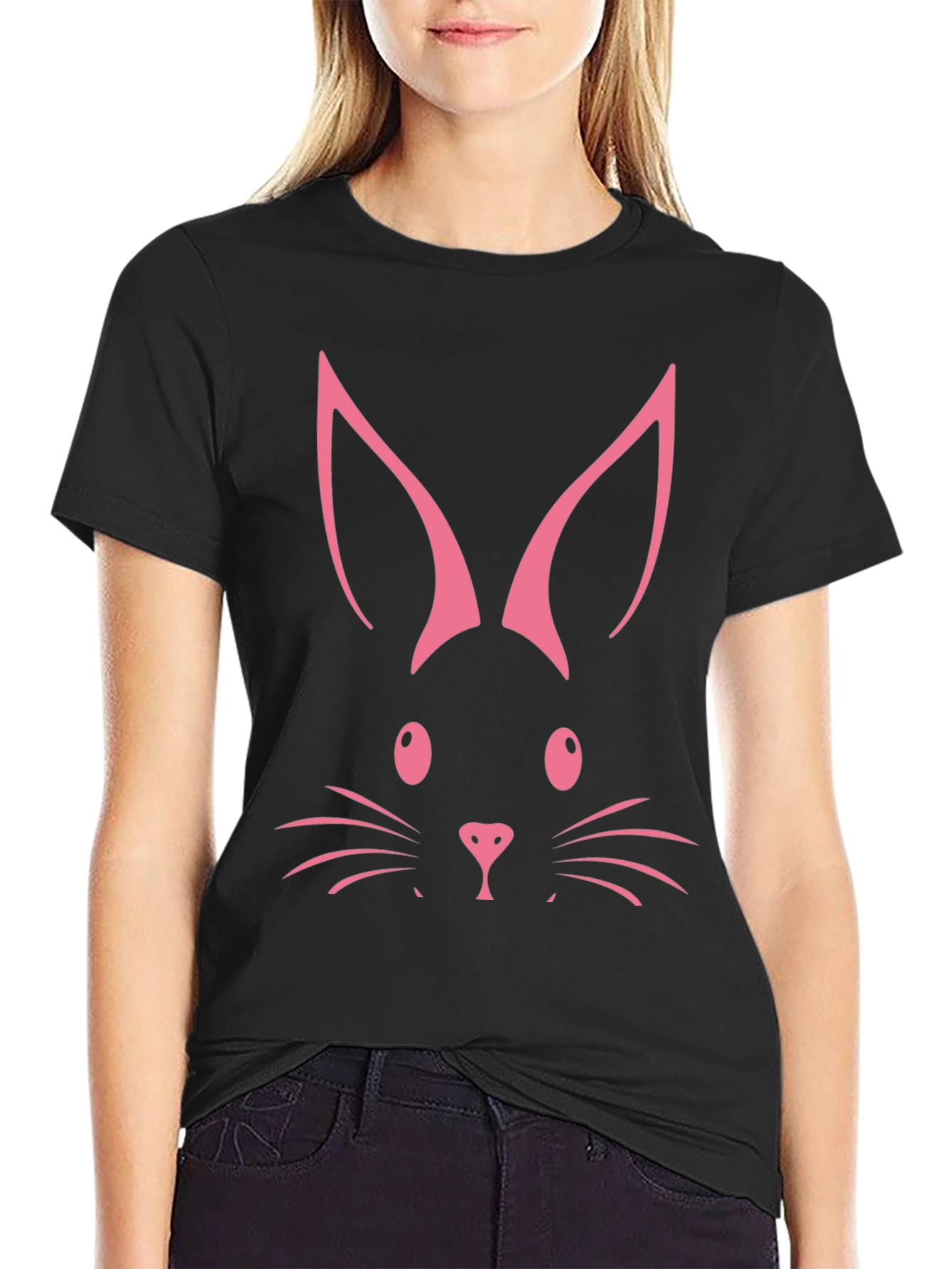 Bunny Face Graphic Tee - Easter Fun