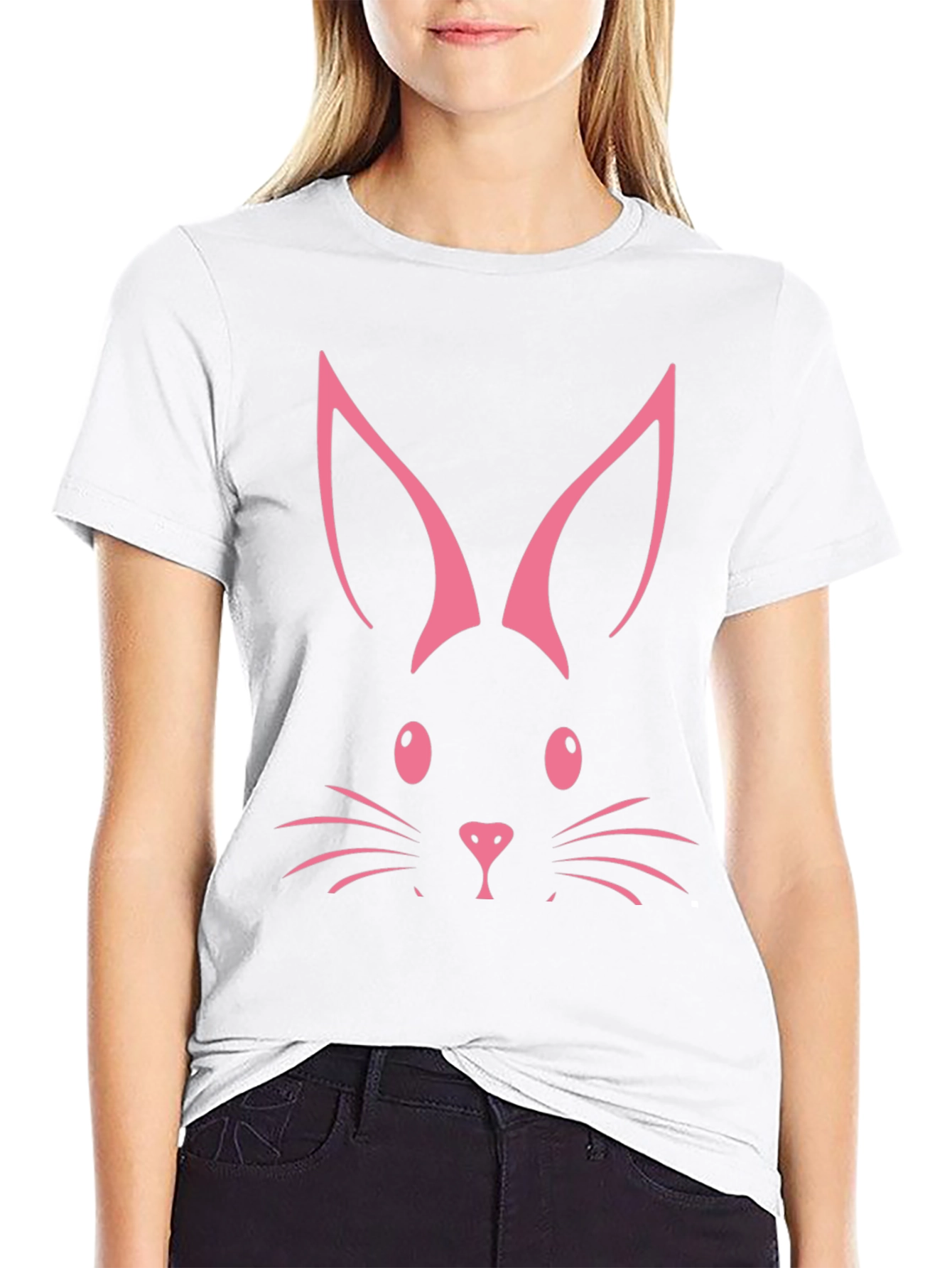 Bunny Face Graphic Tee - Easter Fun