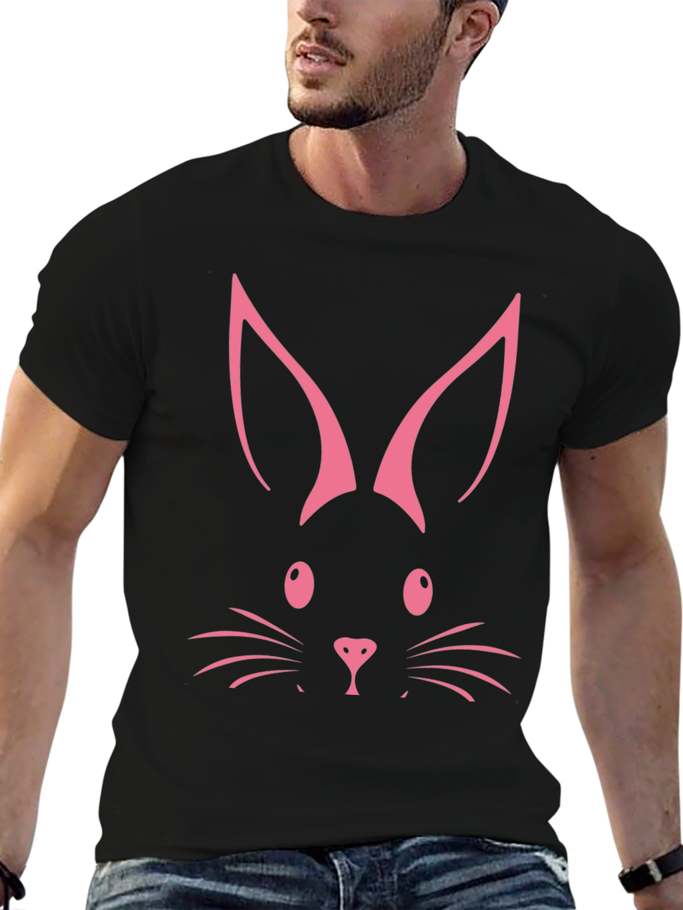 Bunny Face Graphic Tee - Easter Fun