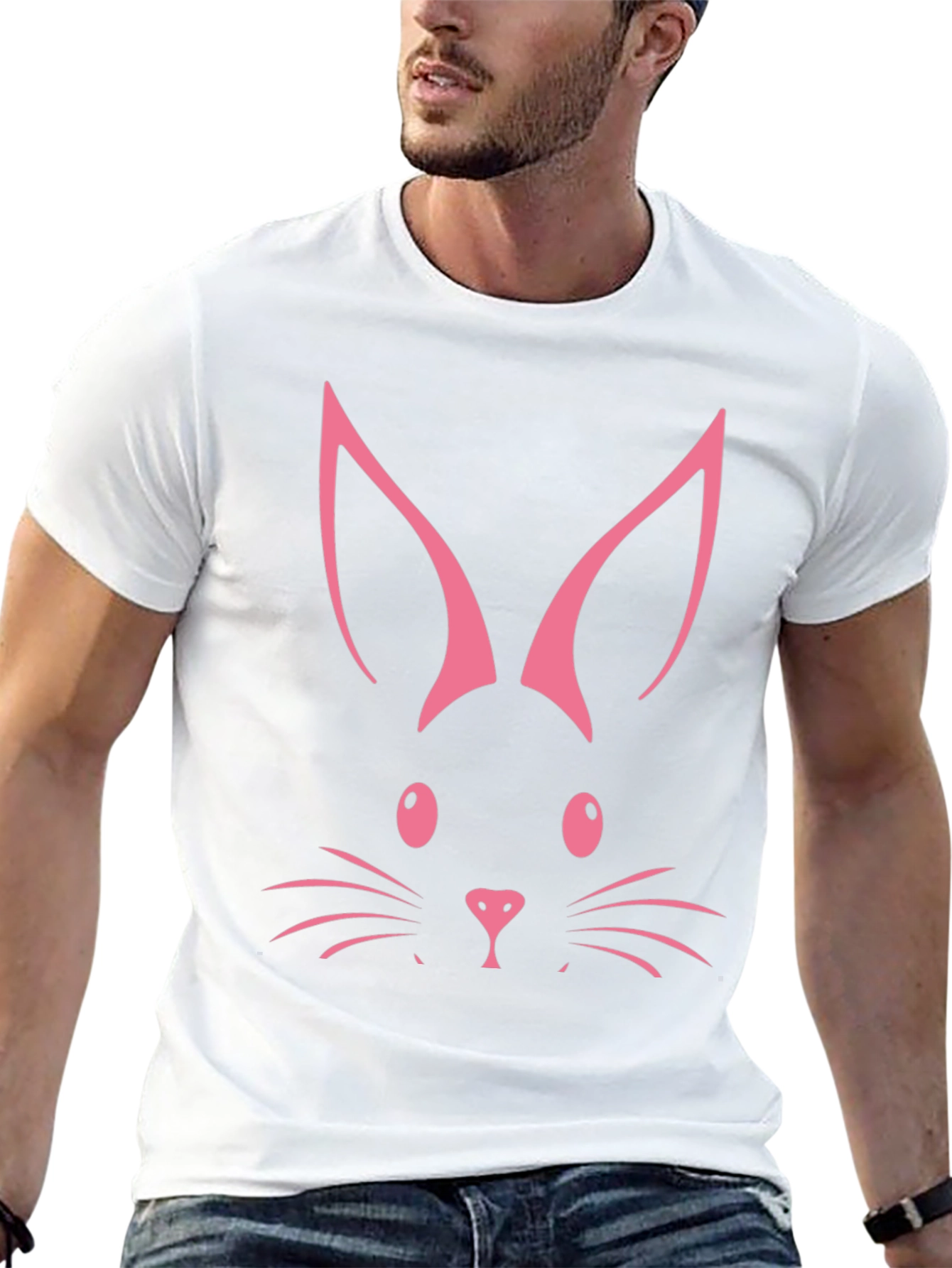 Bunny Face Graphic Tee - Easter Fun