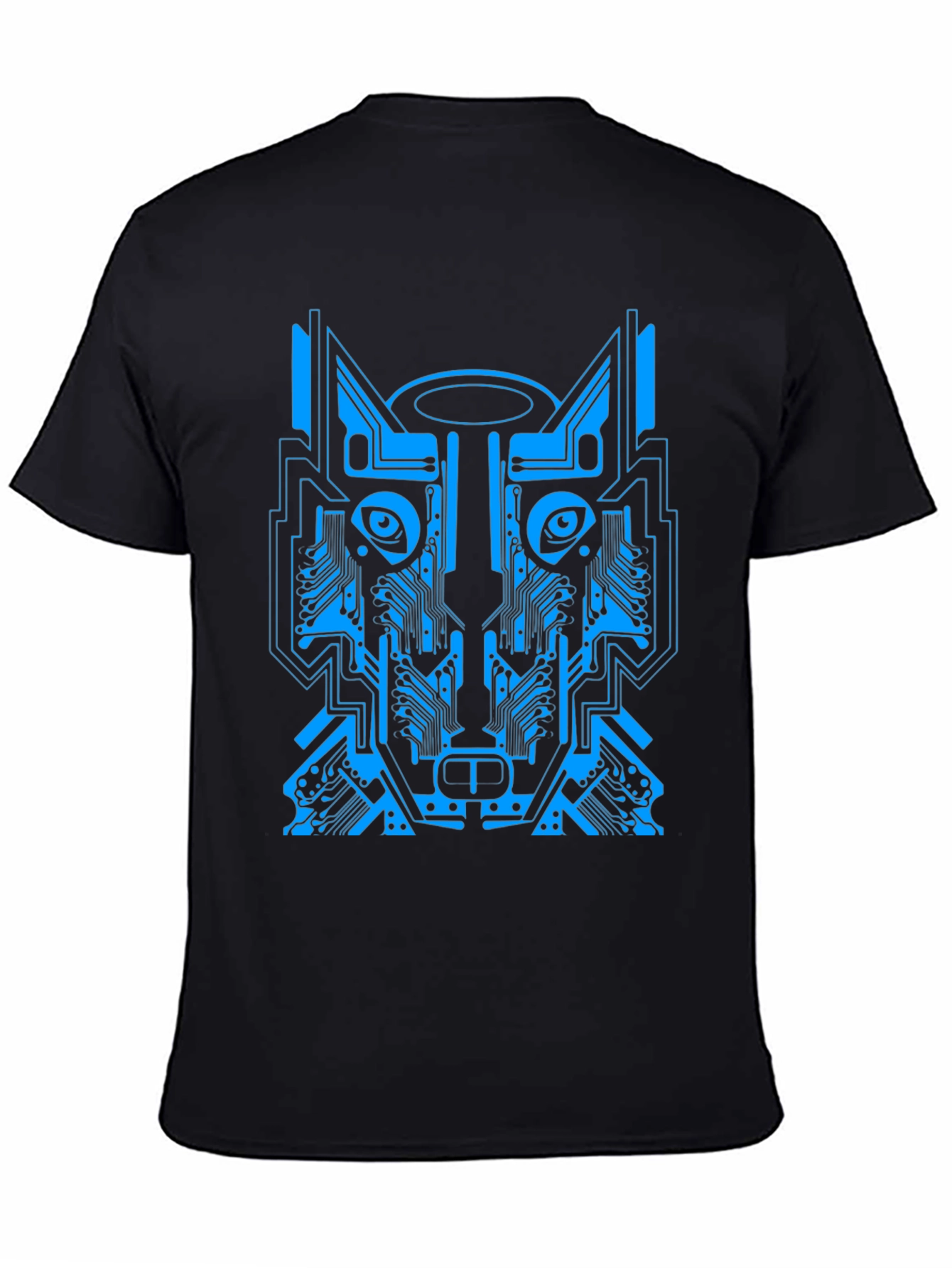 Cyber Wolf Graphic Tee - Unique Circuit Design