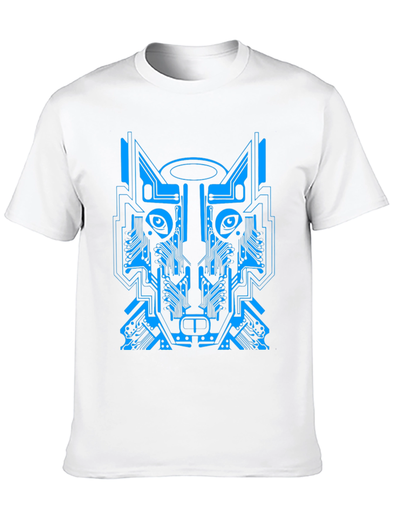 Cyber Wolf Graphic Tee - Unique Circuit Design
