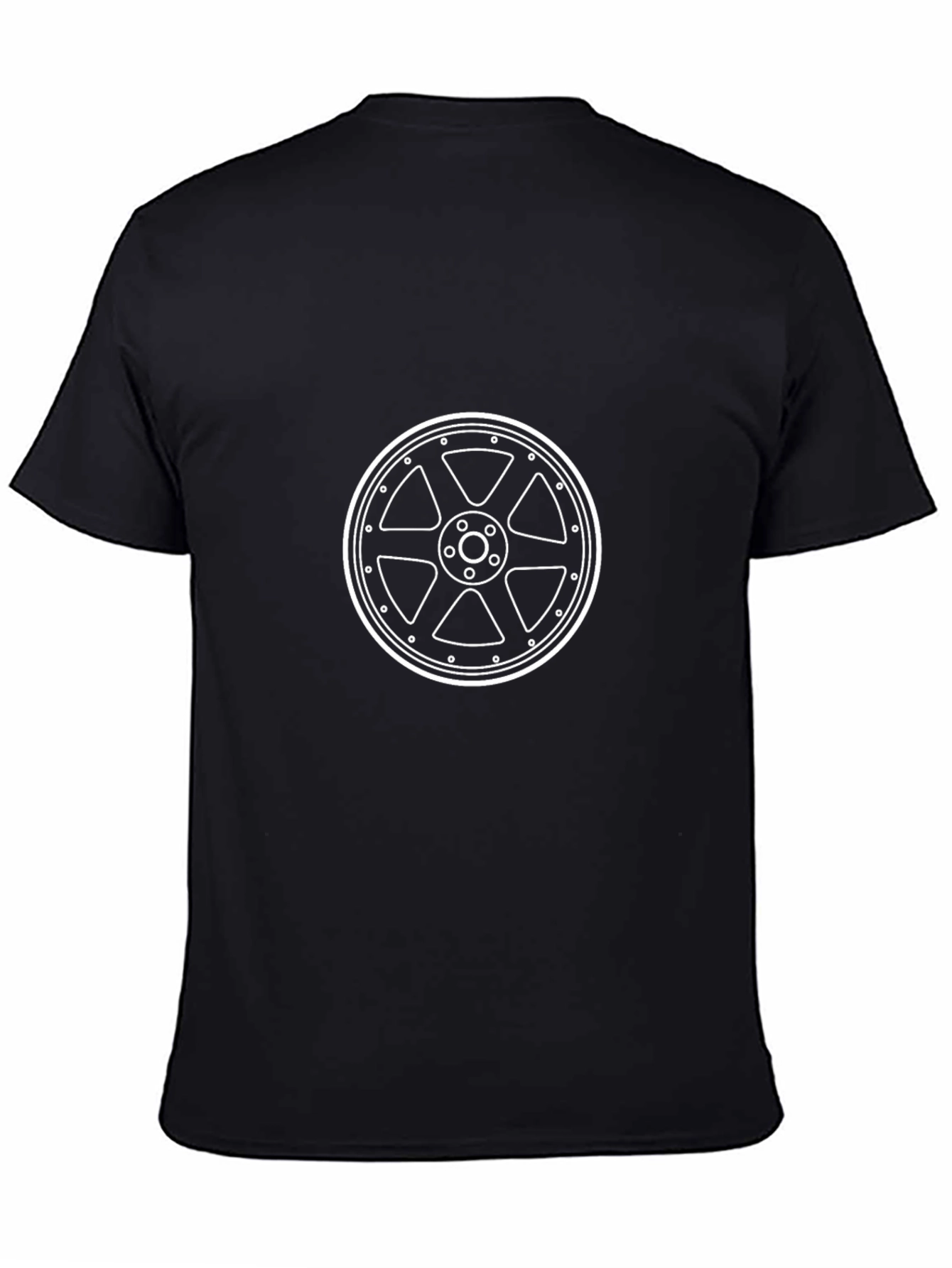 Black T-Shirt with Wheel Design