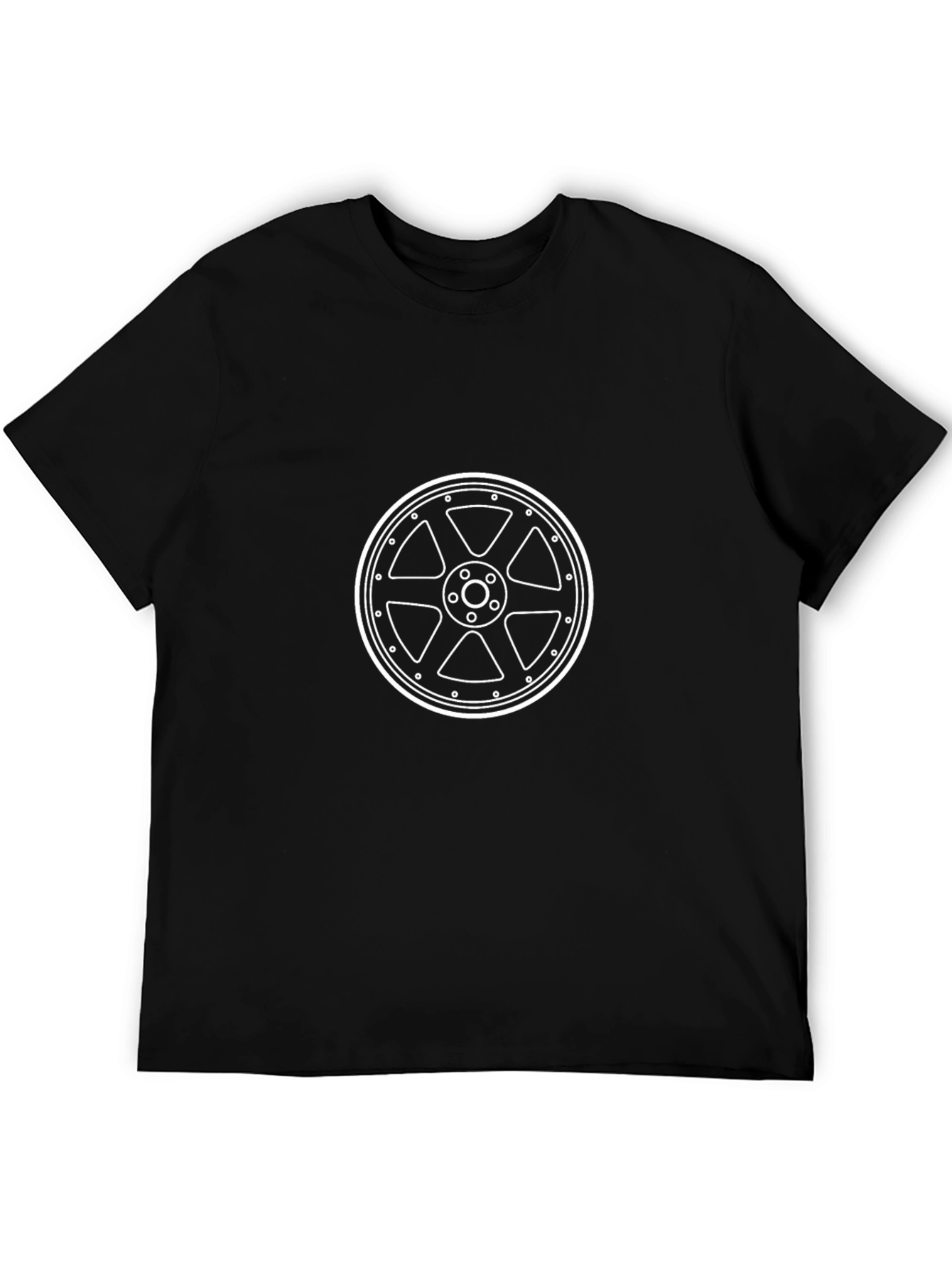 Black T-Shirt with Wheel Design