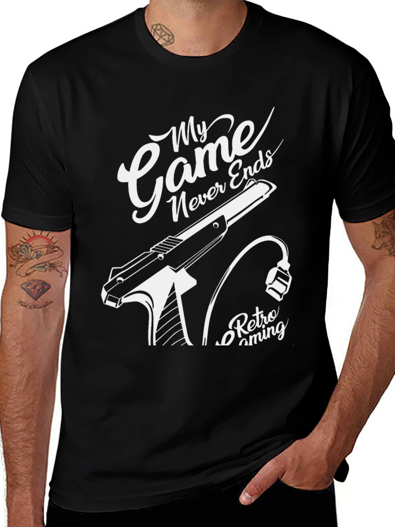 Retro Gaming Tee: My Game Never Ends Black T-Shirt