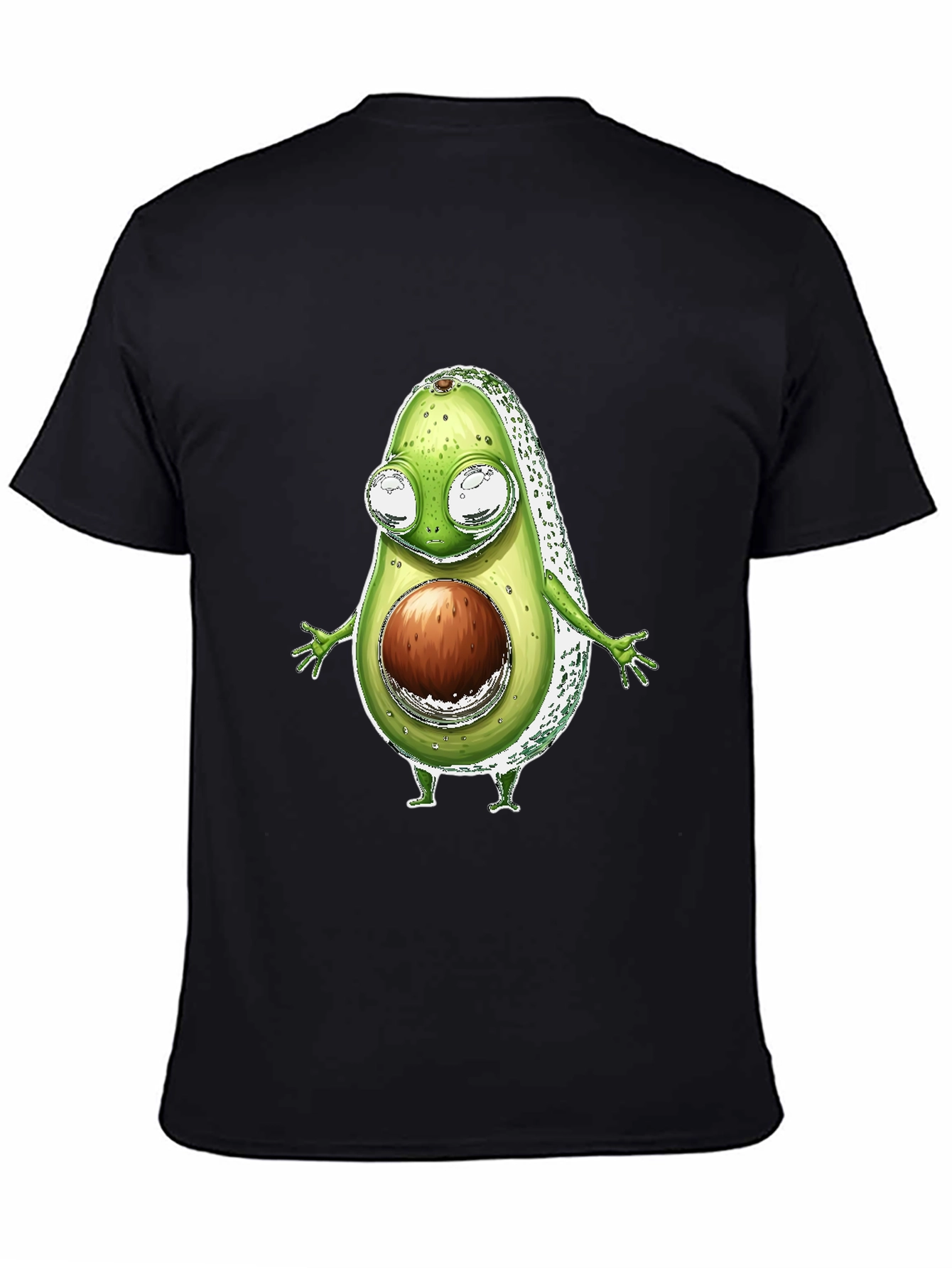 Funny Avocado Character T-Shirt - Black