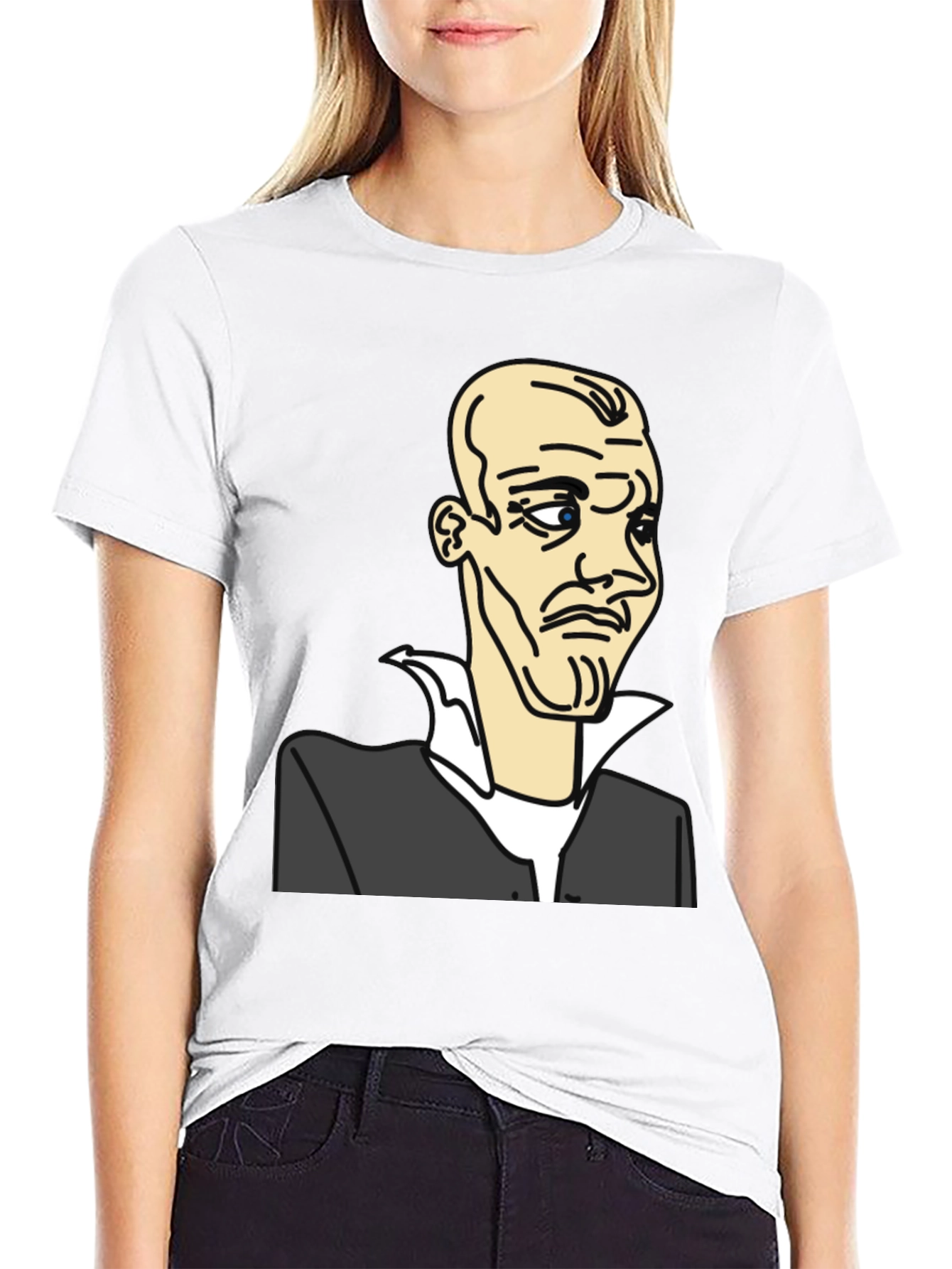 Cartoon Portrait Graphic Tee - Mens Black T-Shirt