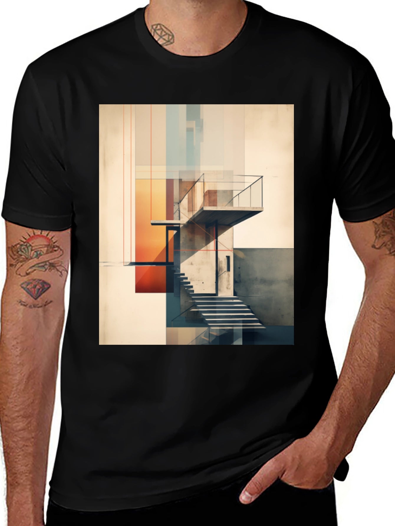 Abstract Architecture Graphic Tee - Modern Design