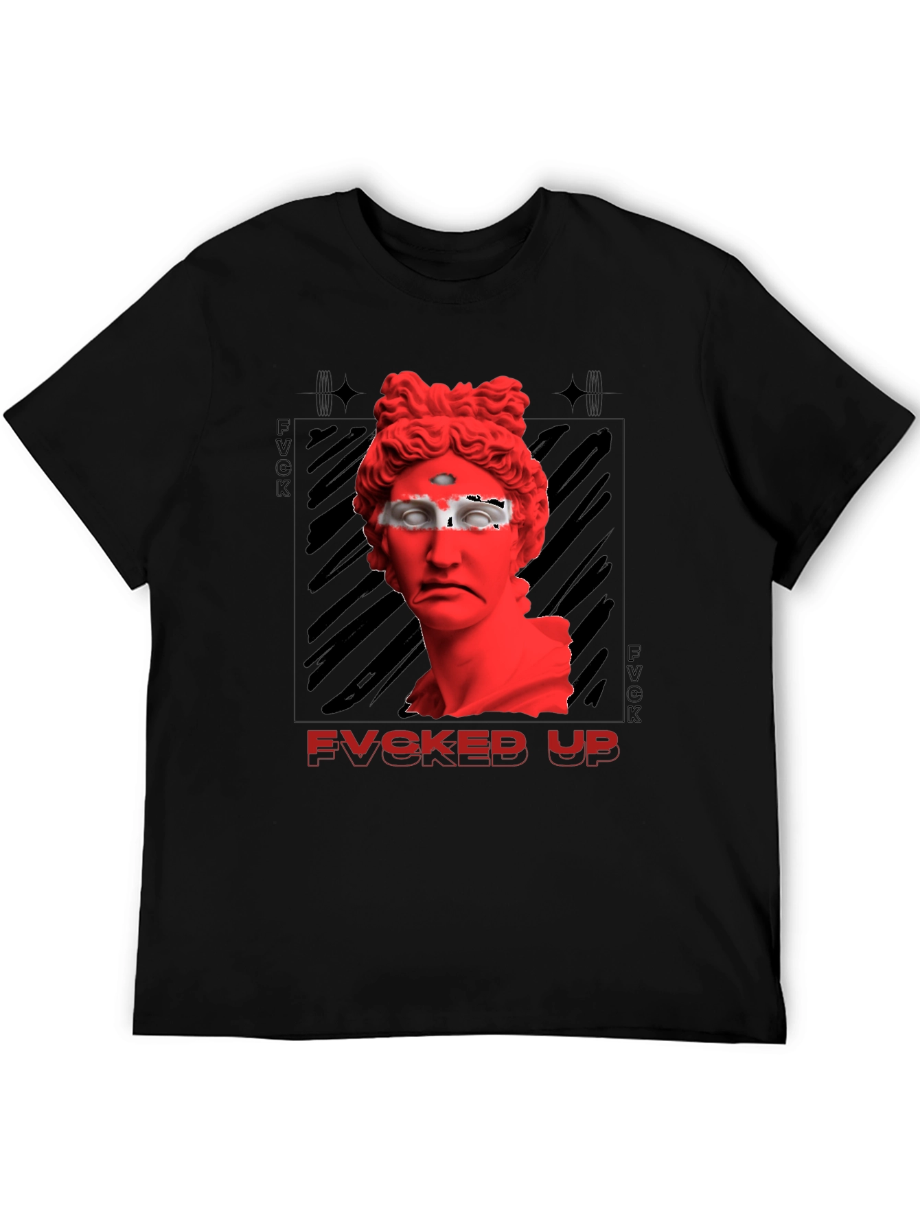 Fvcked Up Graphic Tee - Red Statue Design